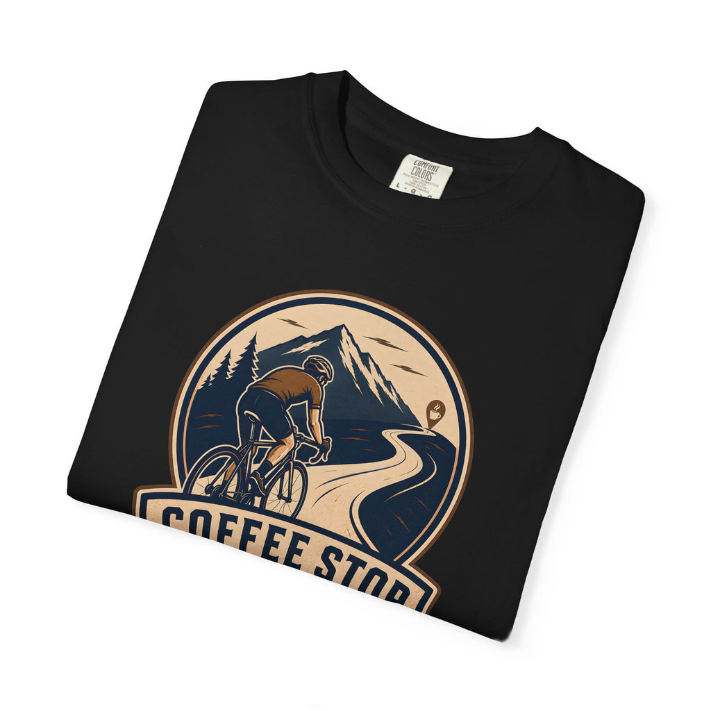Cyclist Premium Coffee Stop Club Riders T-Shirt Comfort Colors Bicycle Ride to the Café Design Peloton Tee Shirt
