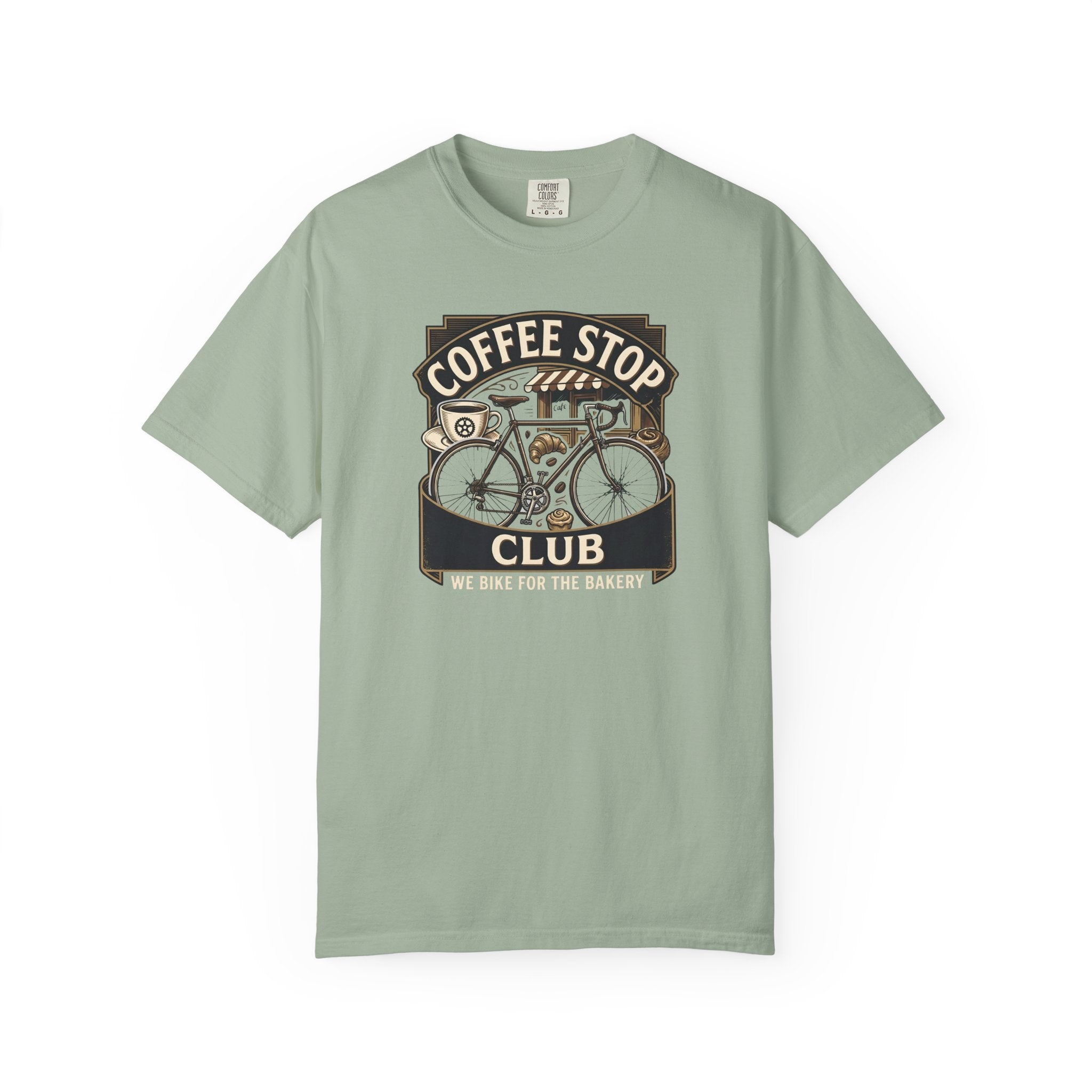 Cyclist Premium Coffee Stop Club Riders T-Shirt Comfort Colors Bicycle Ride to the Bakery Design Peloton Tee Shirt