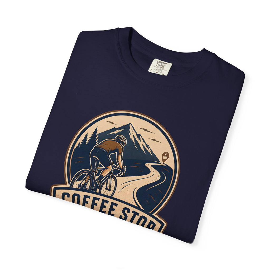 Cyclist Premium Coffee Stop Club Riders T-Shirt Comfort Colors Bicycle Ride to the Café Design Peloton Tee Shirt