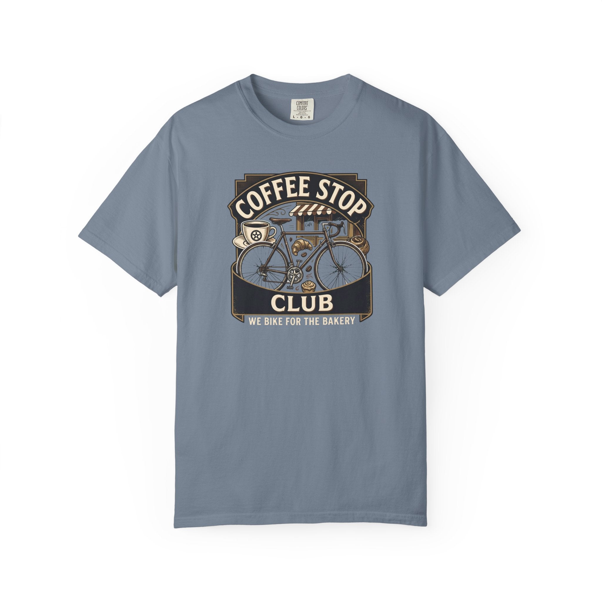 Cyclist Premium Coffee Stop Club Riders T-Shirt Comfort Colors Bicycle Ride to the Bakery Design Peloton Tee Shirt
