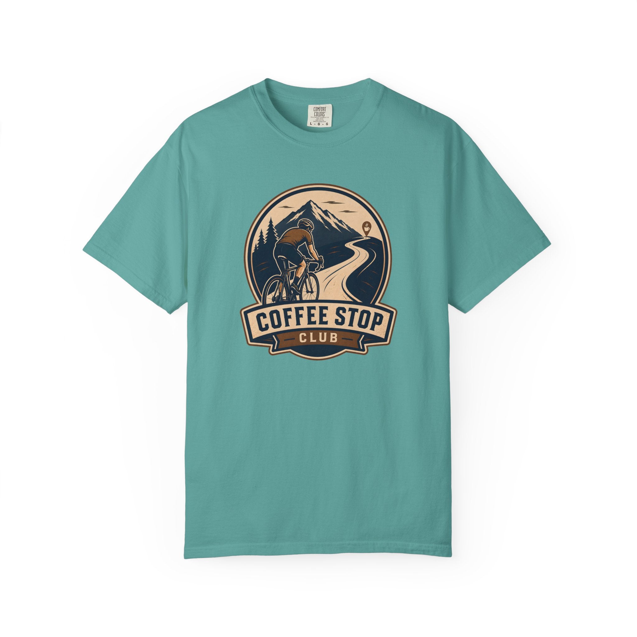 Cyclist Premium Coffee Stop Club Riders T-Shirt Comfort Colors Bicycle Ride to the Café Design Peloton Tee Shirt