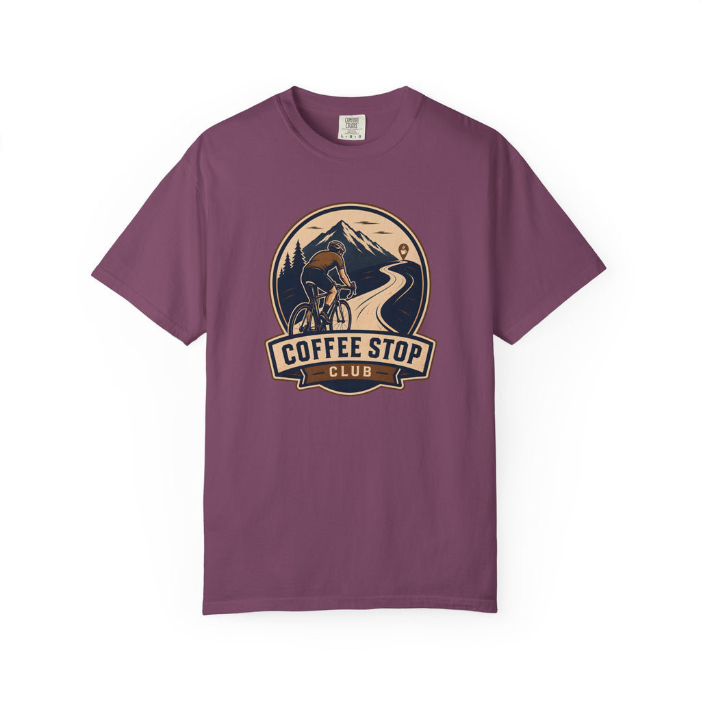 Cyclist Premium Coffee Stop Club Riders T-Shirt Comfort Colors Bicycle Ride to the Café Design Peloton Tee Shirt