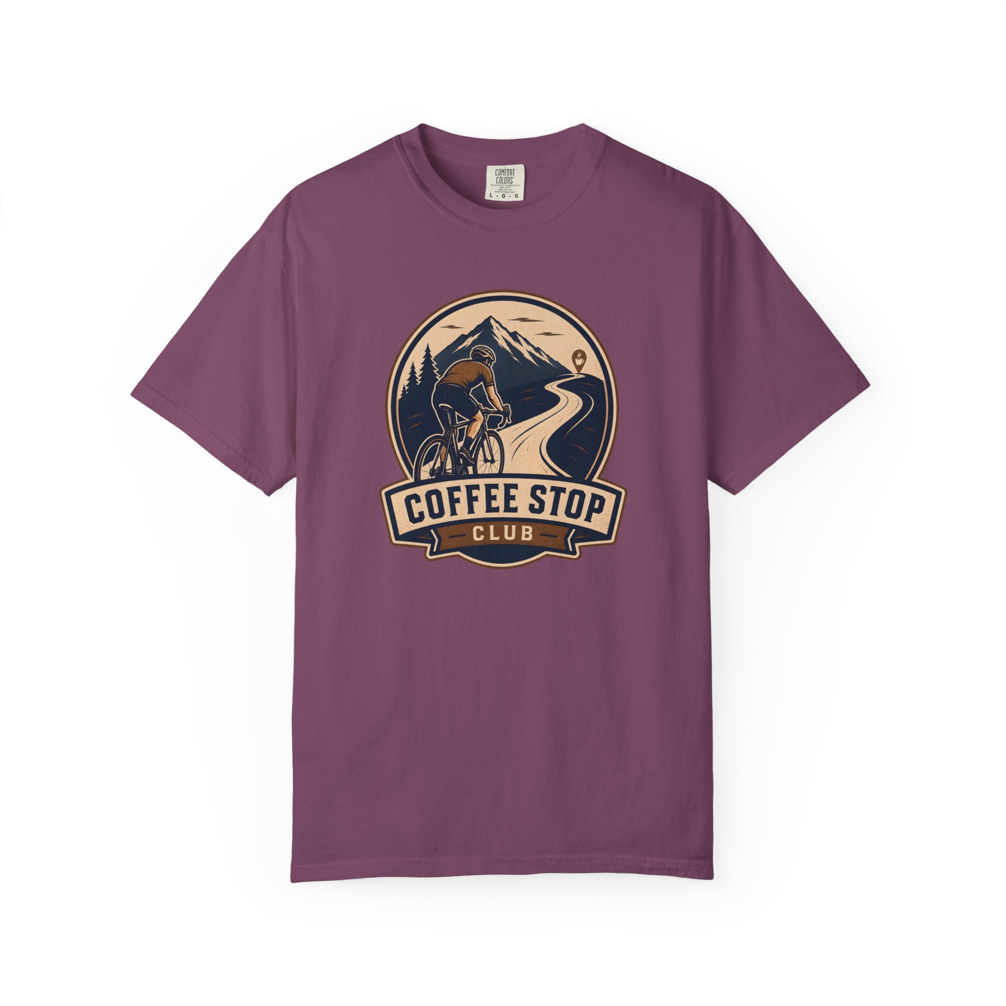 Cyclist Premium Coffee Stop Club Riders T-Shirt Comfort Colors Bicycle Ride to the Café Design Peloton Tee Shirt