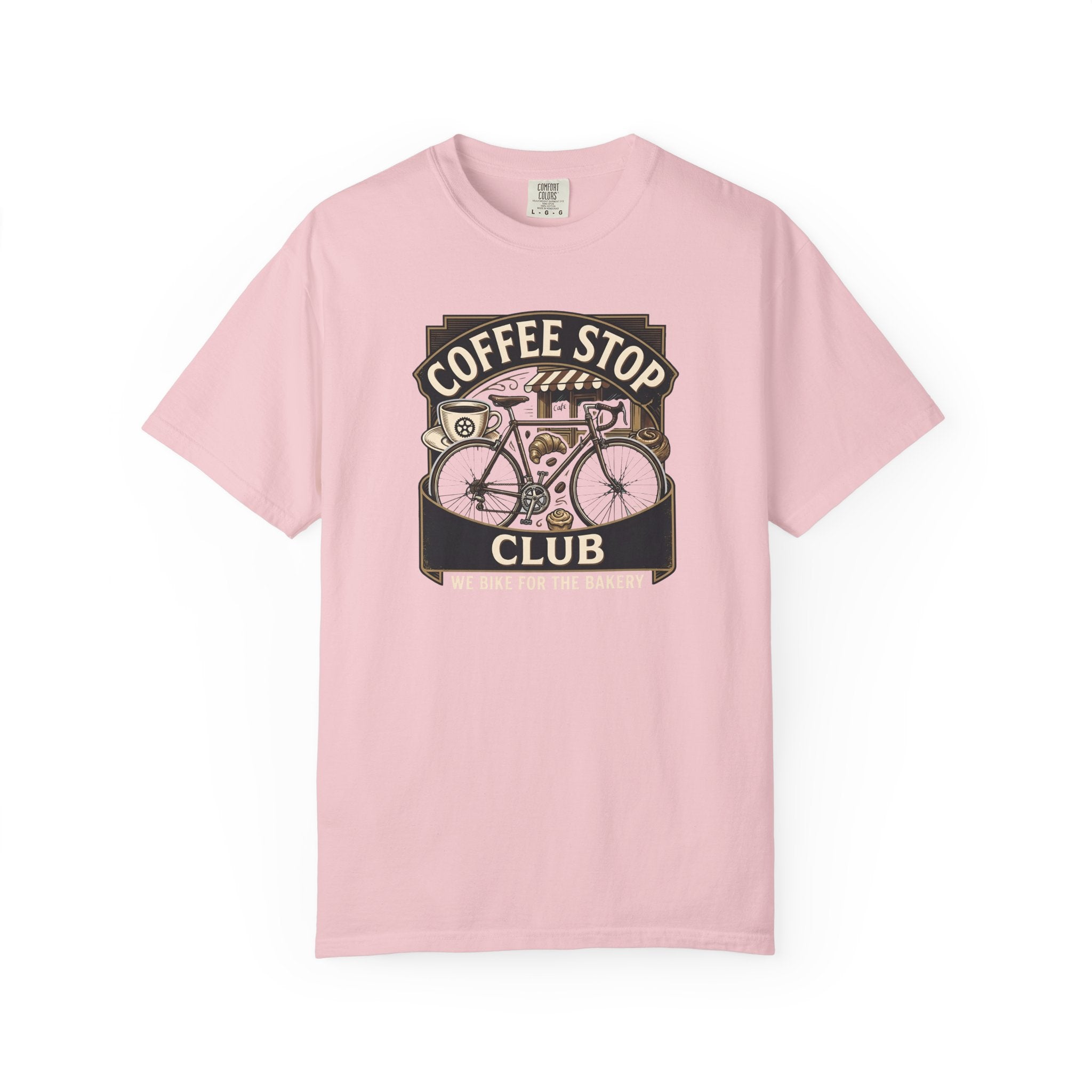 Cyclist Premium Coffee Stop Club Riders T-Shirt Comfort Colors Bicycle Ride to the Bakery Design Peloton Tee Shirt