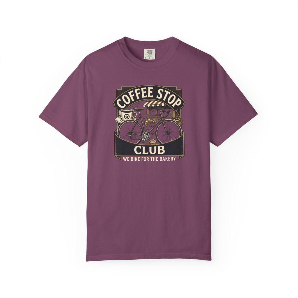 Cyclist Premium Coffee Stop Club Riders T-Shirt Comfort Colors Bicycle Ride to the Bakery Design Peloton Tee Shirt