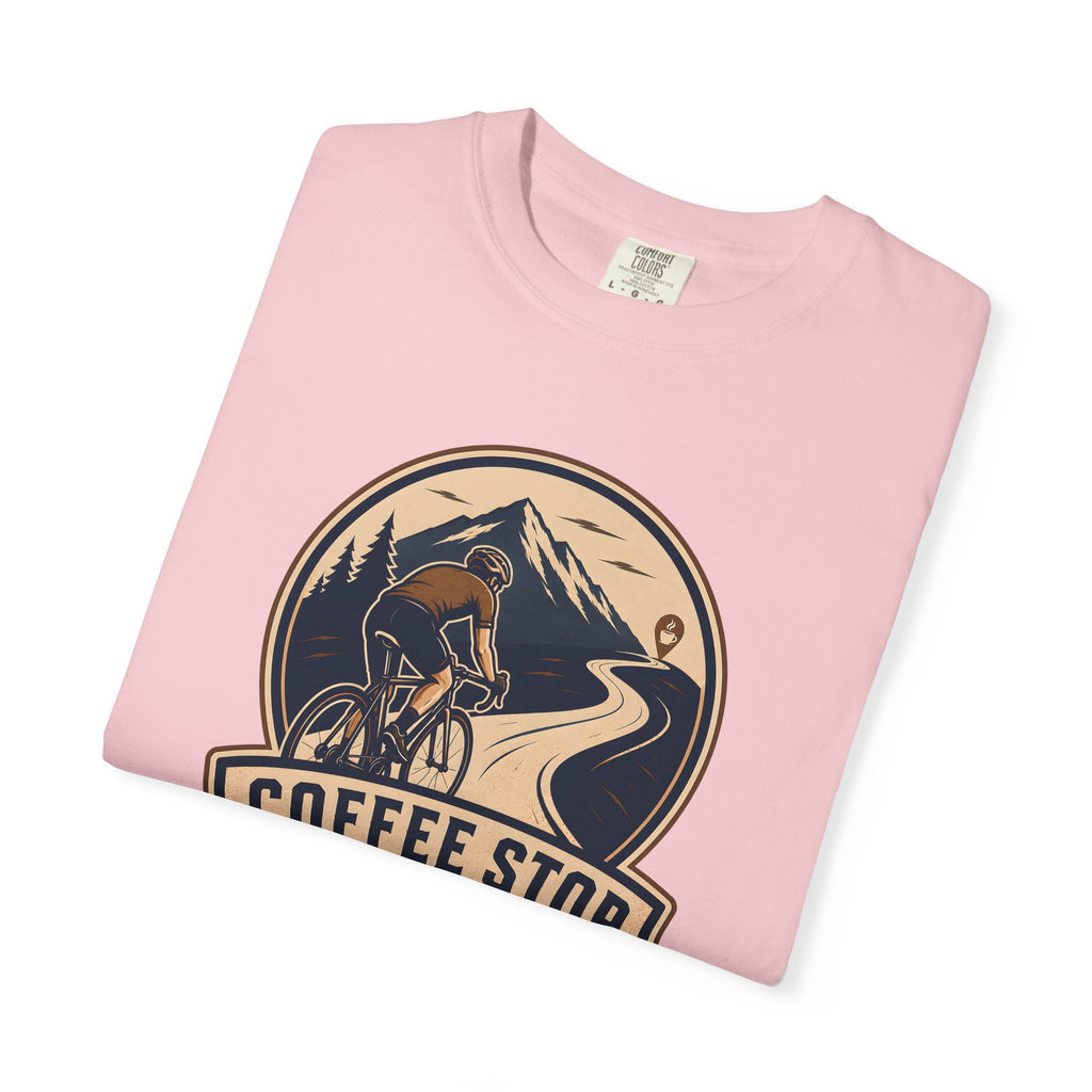 Cyclist Premium Coffee Stop Club Riders T-Shirt Comfort Colors Bicycle Ride to the Café Design Peloton Tee Shirt