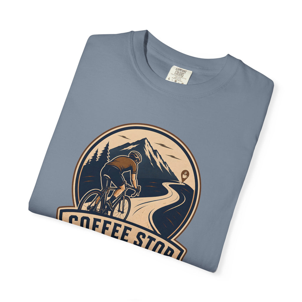 Cyclist Premium Coffee Stop Club Riders T-Shirt Comfort Colors Bicycle Ride to the Café Design Peloton Tee Shirt