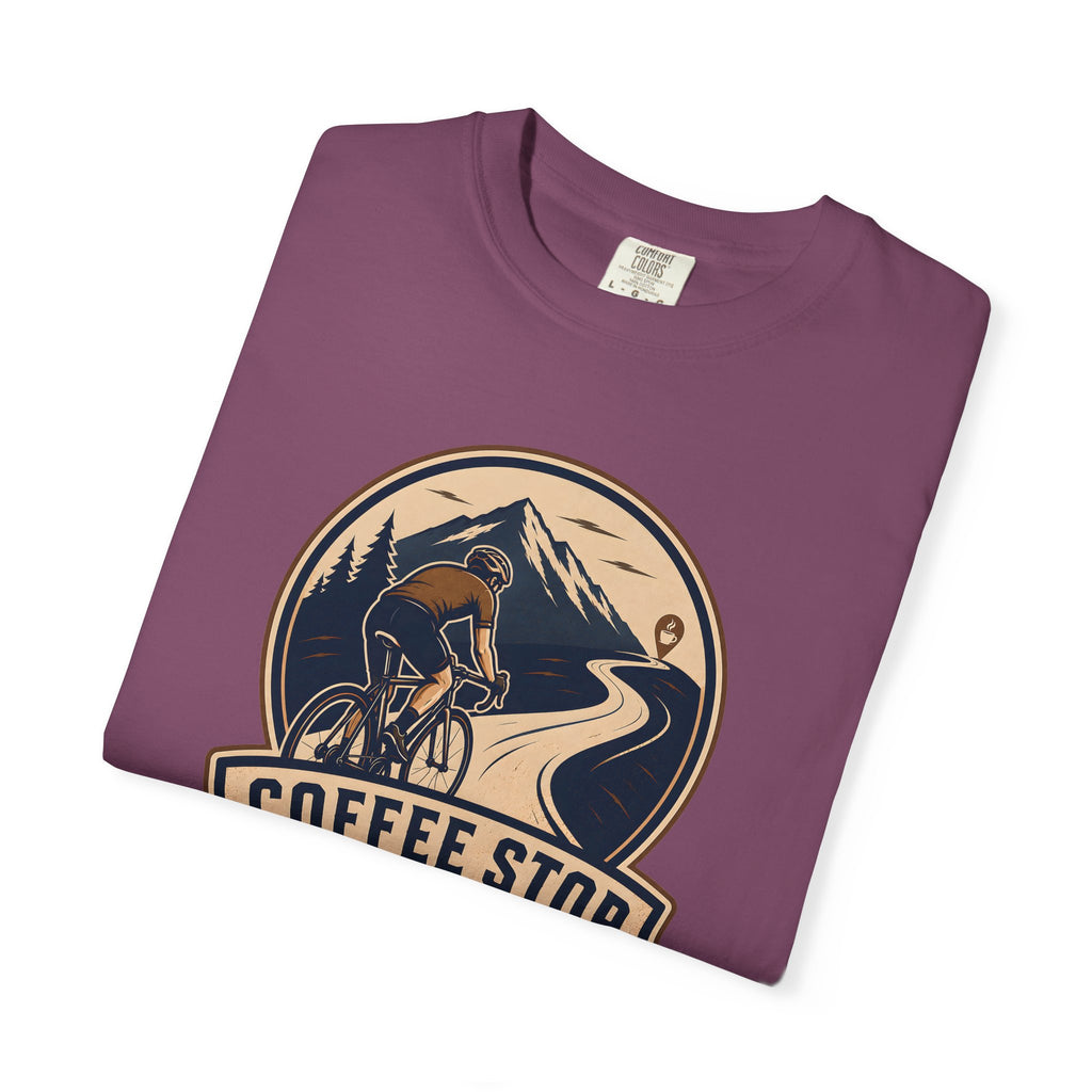 Cyclist Premium Coffee Stop Club Riders T-Shirt Comfort Colors Bicycle Ride to the Café Design Peloton Tee Shirt