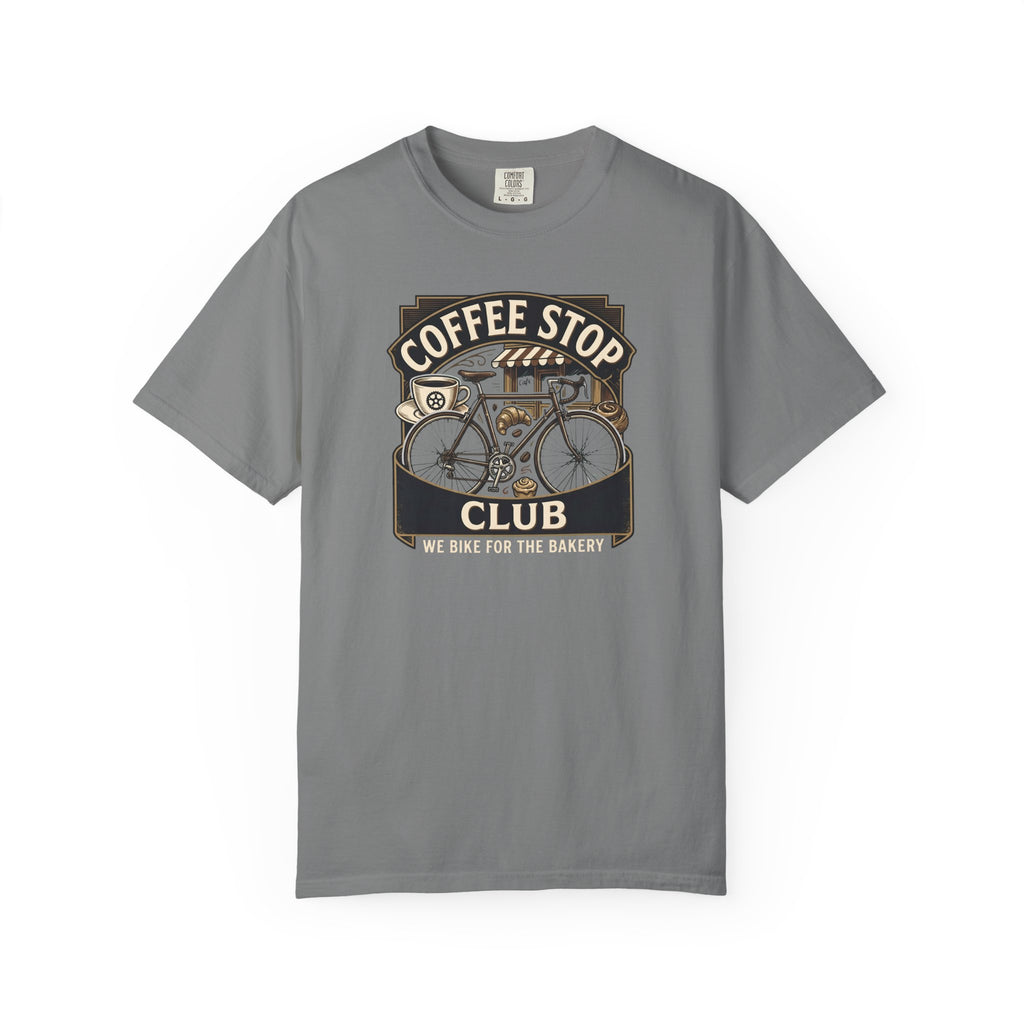 Cyclist Premium Coffee Stop Club Riders T-Shirt Comfort Colors Bicycle Ride to the Bakery Design Peloton Tee Shirt