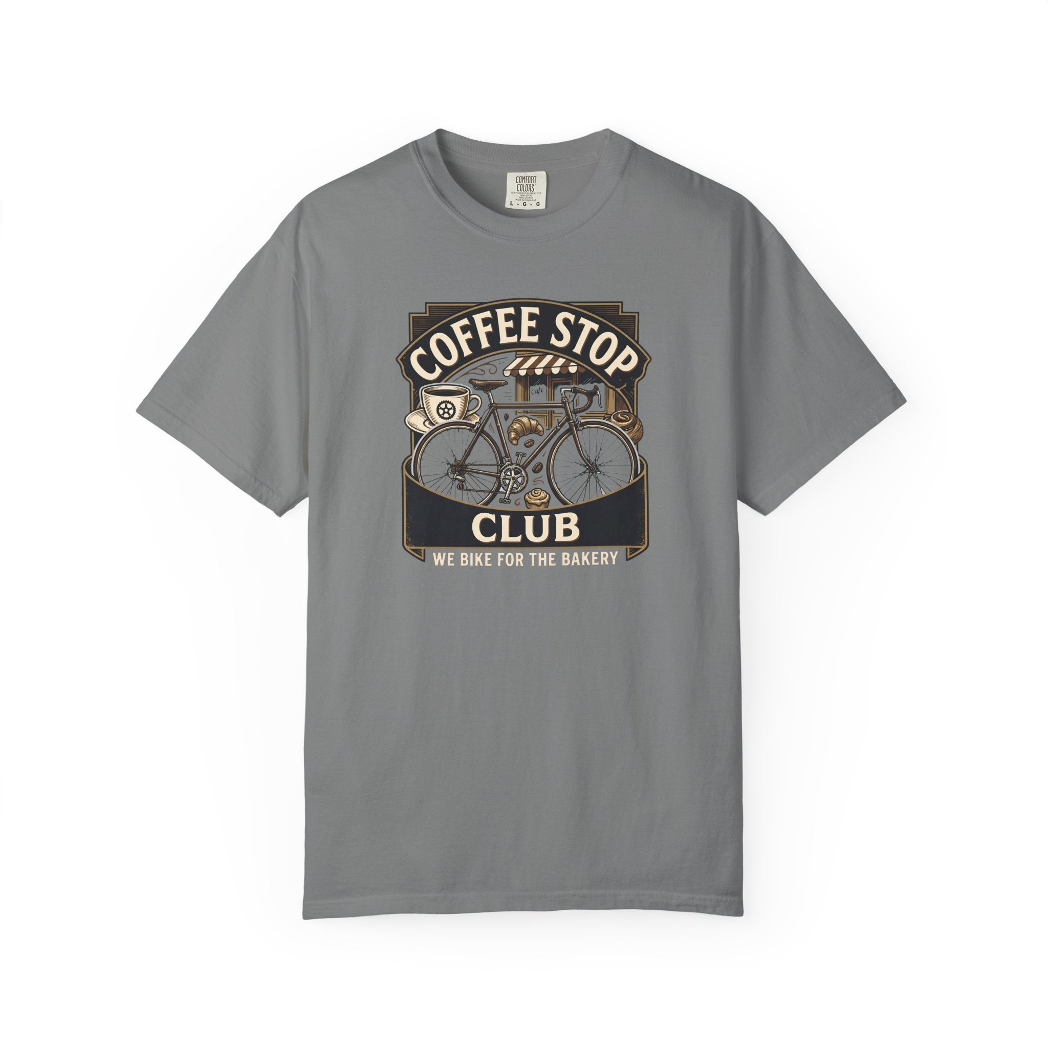 Cyclist Premium Coffee Stop Club Riders T-Shirt Comfort Colors Bicycle Ride to the Bakery Design Peloton Tee Shirt