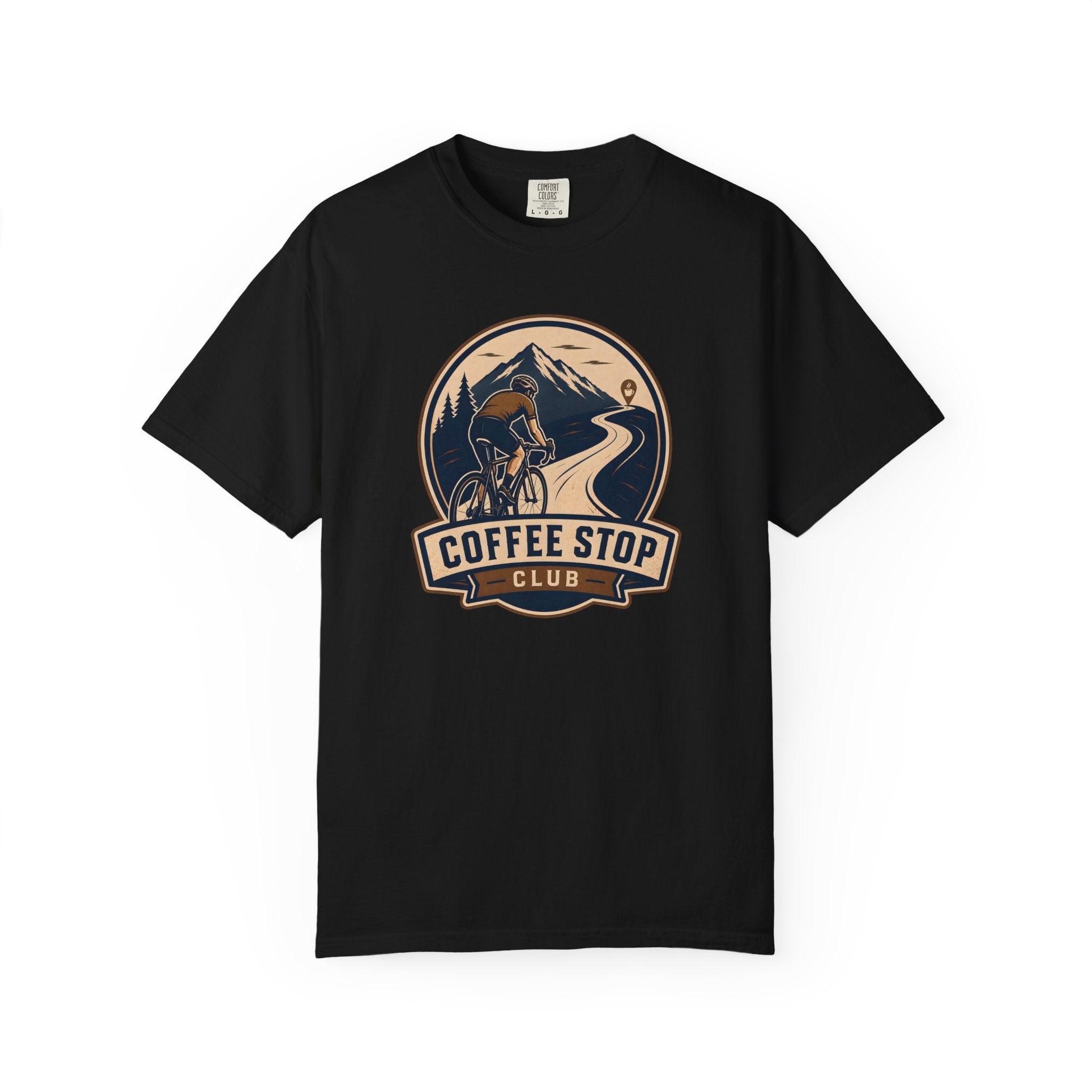 Cyclist Premium Coffee Stop Club Riders T-Shirt Comfort Colors Bicycle Ride to the Café Design Peloton Tee Shirt