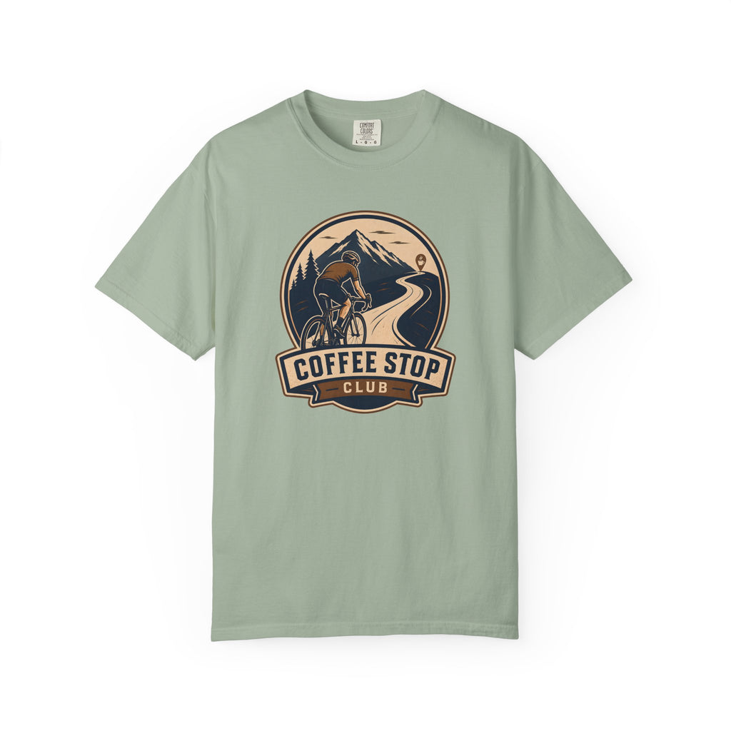 Cyclist Premium Coffee Stop Club Riders T-Shirt Comfort Colors Bicycle Ride to the Café Design Peloton Tee Shirt