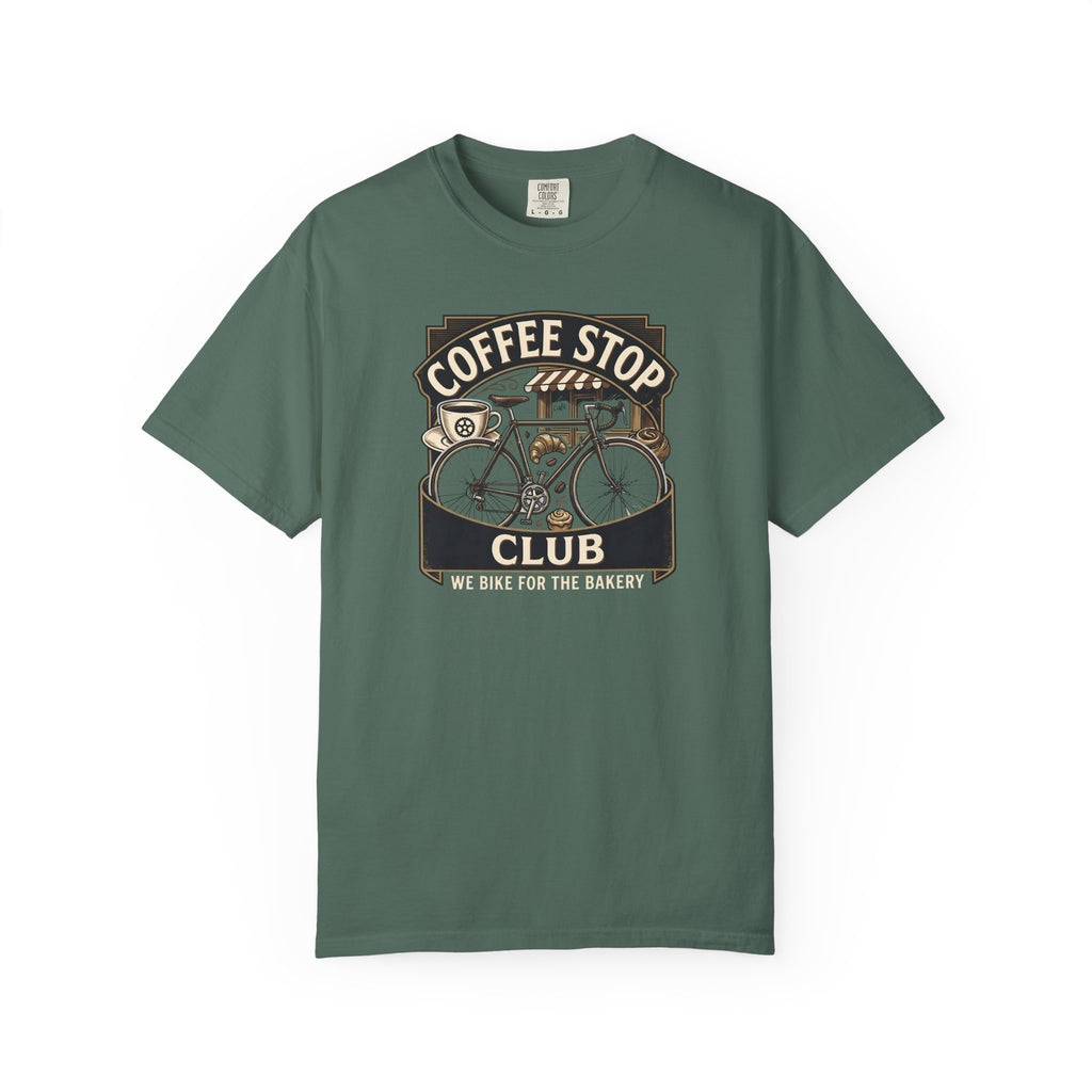 Cyclist Premium Coffee Stop Club Riders T-Shirt Comfort Colors Bicycle Ride to the Bakery Design Peloton Tee Shirt