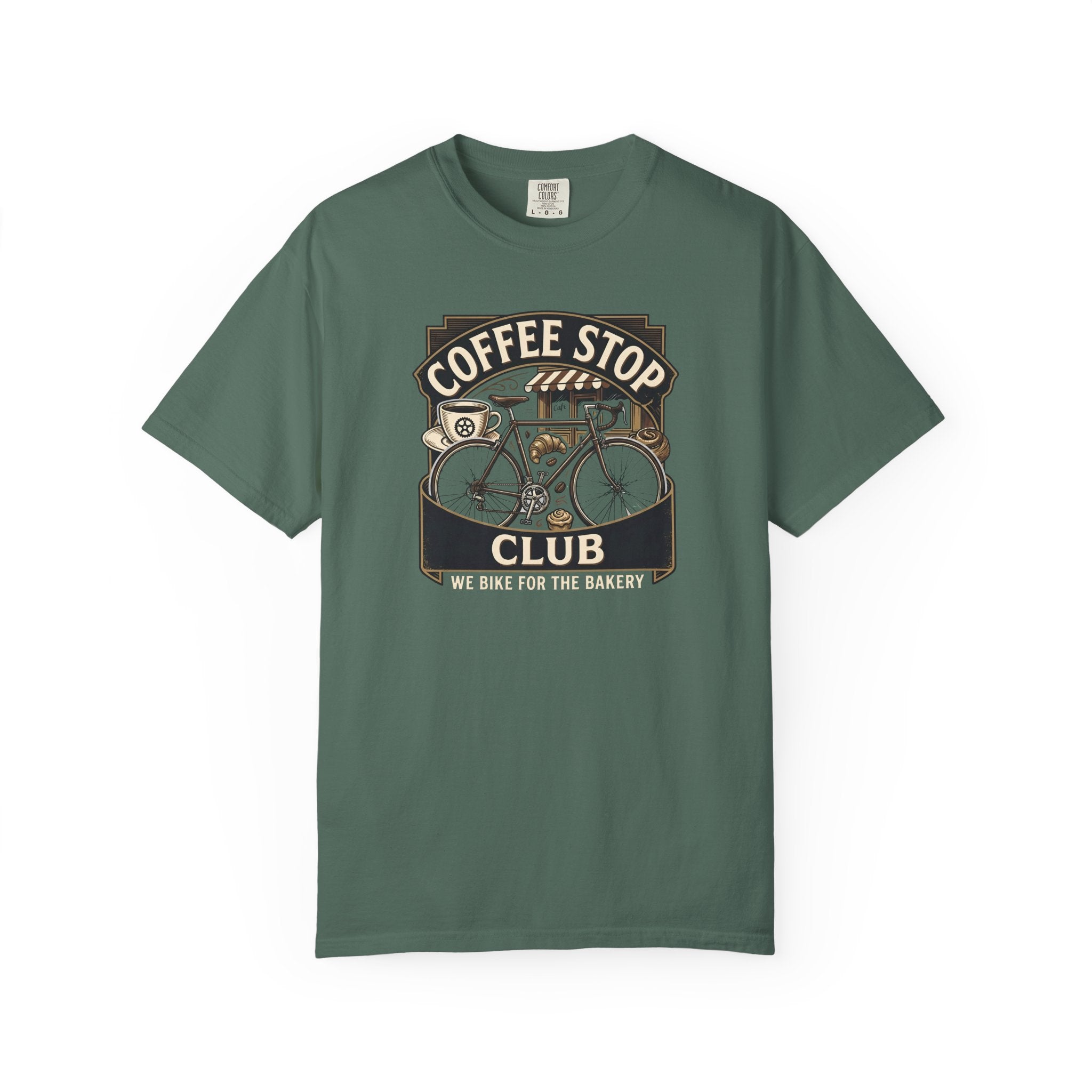 Cyclist Premium Coffee Stop Club Riders T-Shirt Comfort Colors Bicycle Ride to the Bakery Design Peloton Tee Shirt