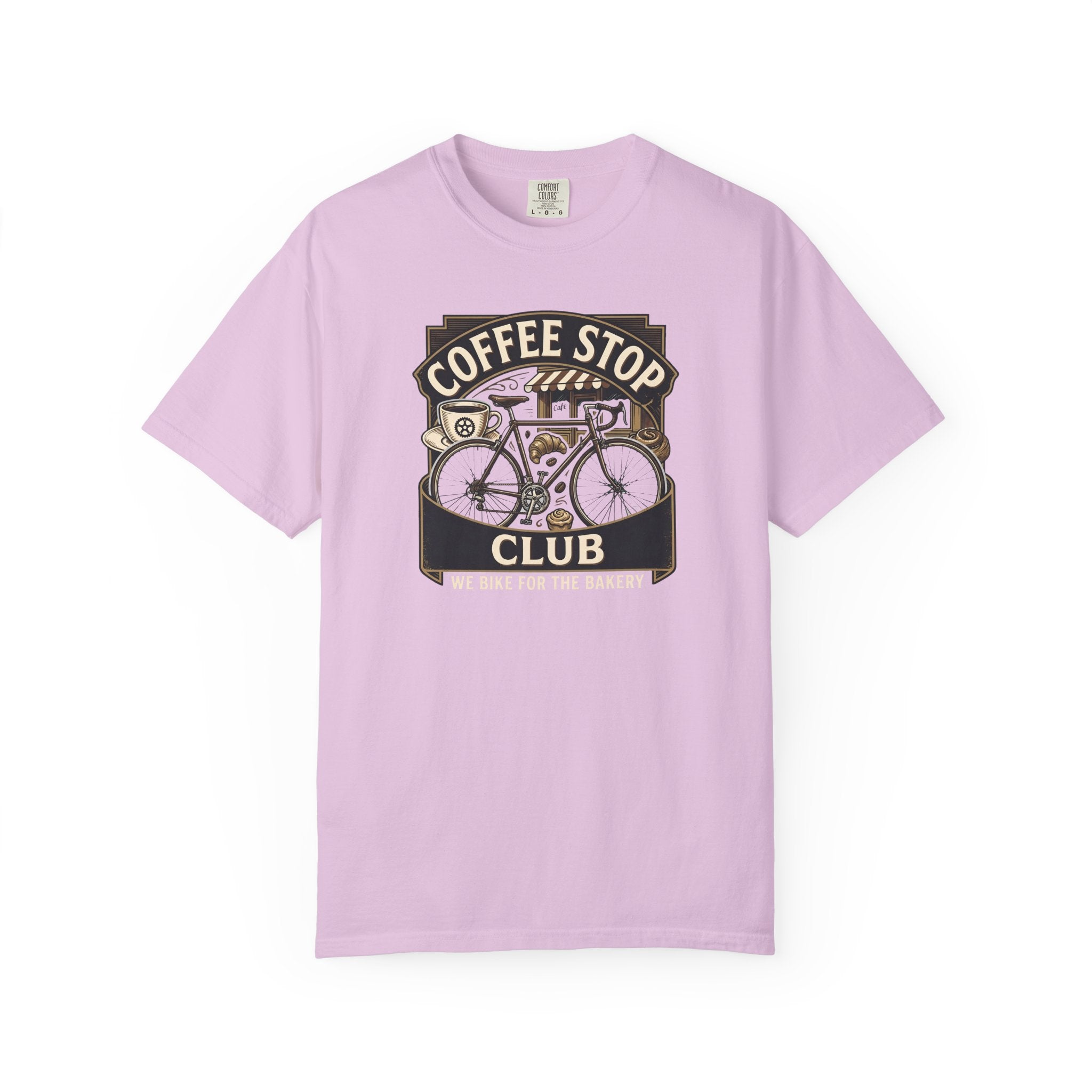 Cyclist Premium Coffee Stop Club Riders T-Shirt Comfort Colors Bicycle Ride to the Bakery Design Peloton Tee Shirt