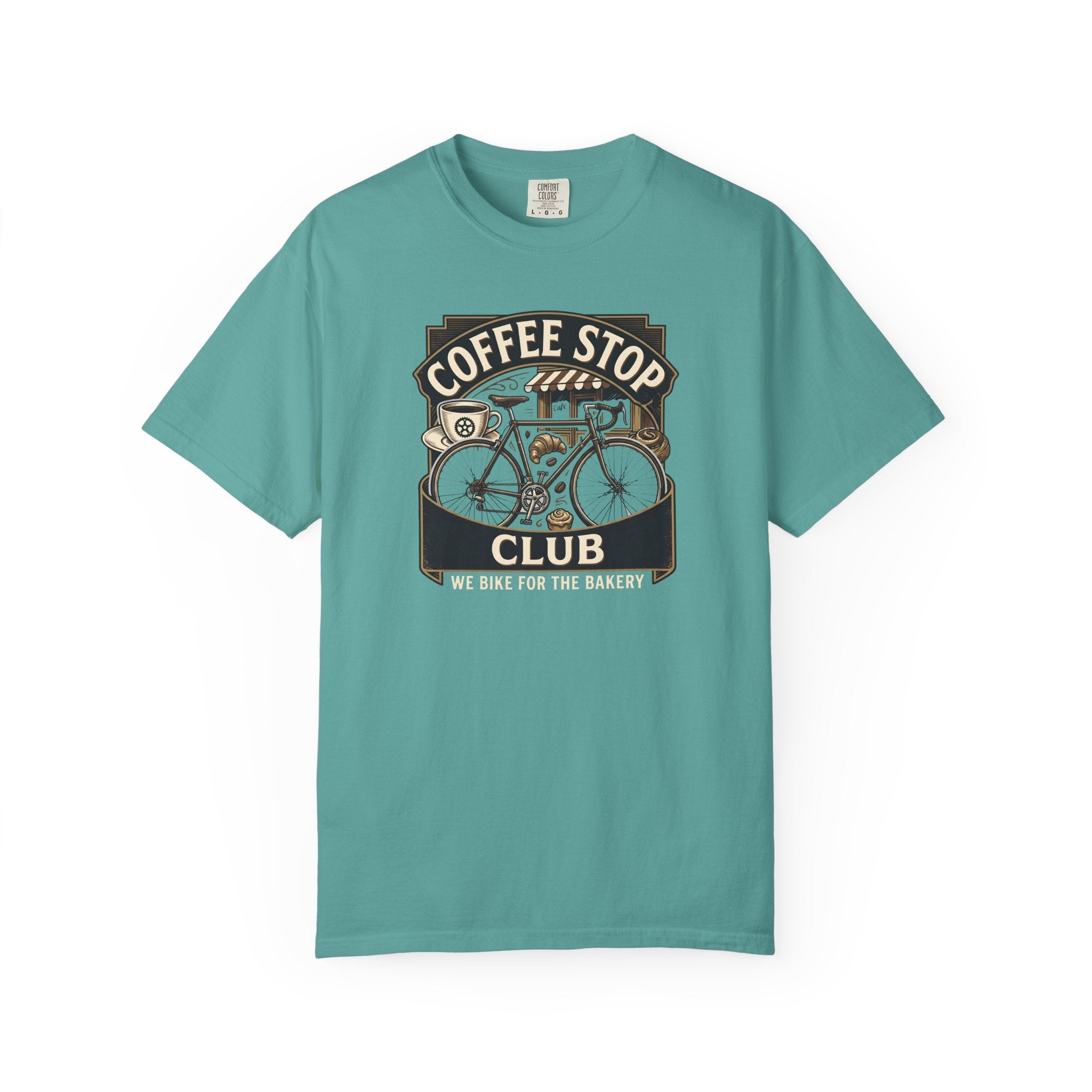 Cyclist Premium Coffee Stop Club Riders T-Shirt Comfort Colors Bicycle Ride to the Bakery Design Peloton Tee Shirt