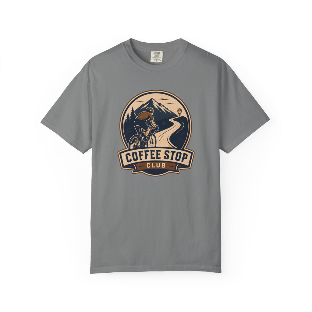 Cyclist Premium Coffee Stop Club Riders T-Shirt Comfort Colors Bicycle Ride to the Café Design Peloton Tee Shirt