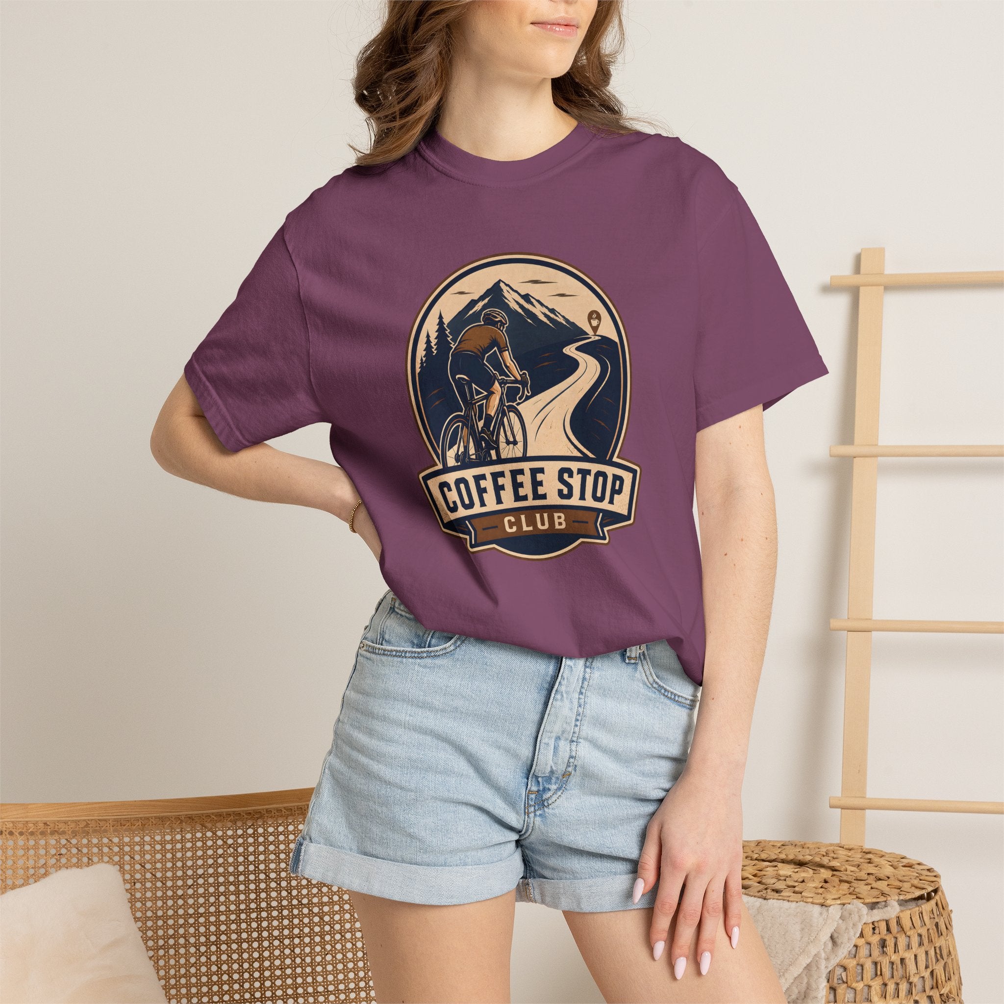 Cyclist Premium Coffee Stop Club Riders T-Shirt Comfort Colors Bicycle Ride to the Café Design Peloton Tee Shirt