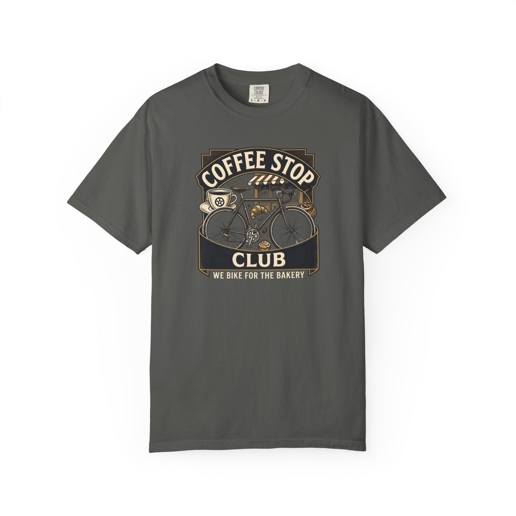 Cyclist Premium Coffee Stop Club Riders T-Shirt Comfort Colors Bicycle Ride to the Bakery Design Peloton Tee Shirt