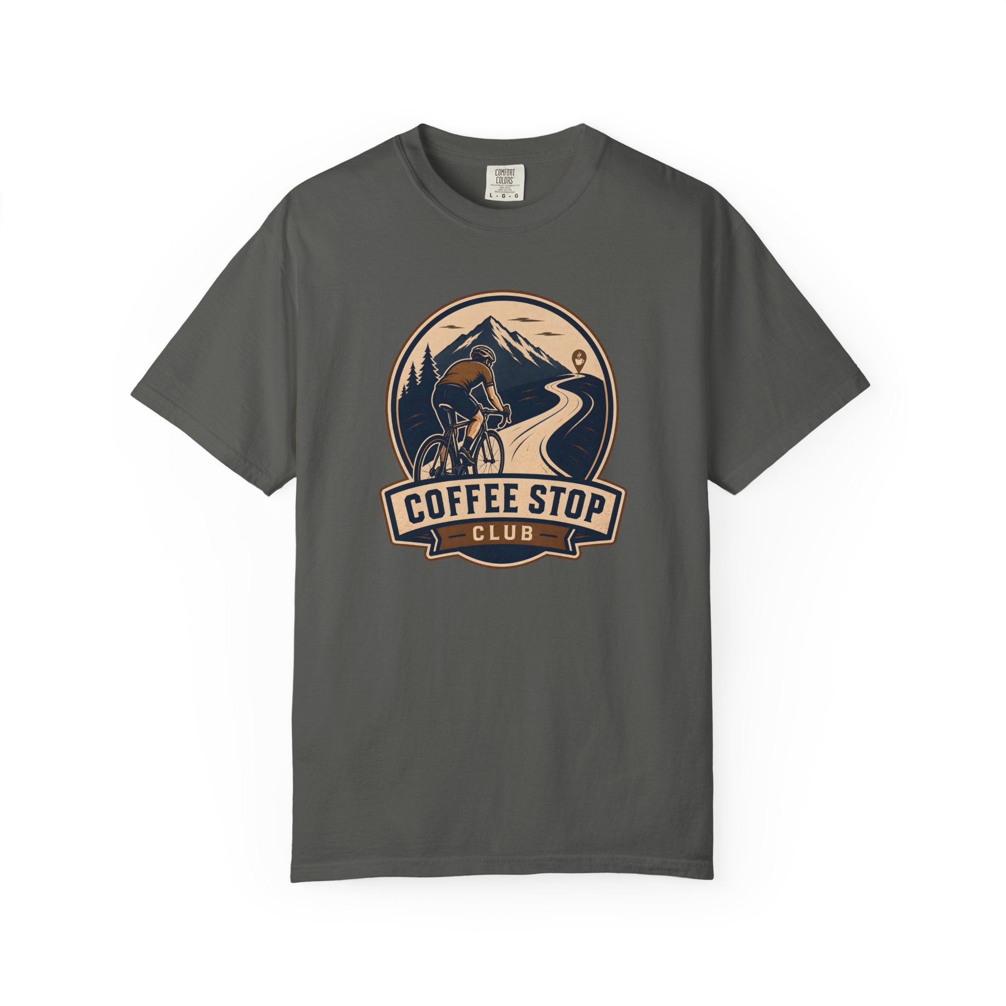 Cyclist Premium Coffee Stop Club Riders T-Shirt Comfort Colors Bicycle Ride to the Café Design Peloton Tee Shirt