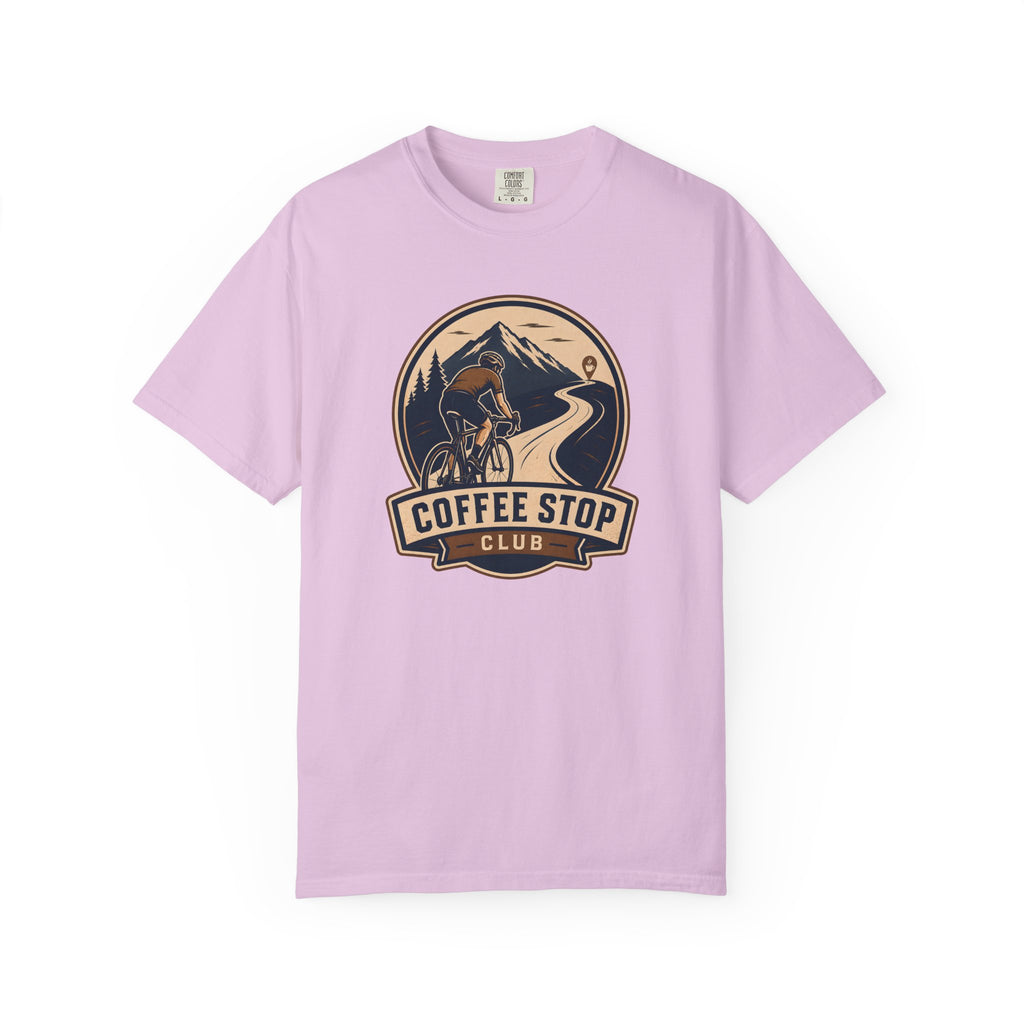 Cyclist Premium Coffee Stop Club Riders T-Shirt Comfort Colors Bicycle Ride to the Café Design Peloton Tee Shirt