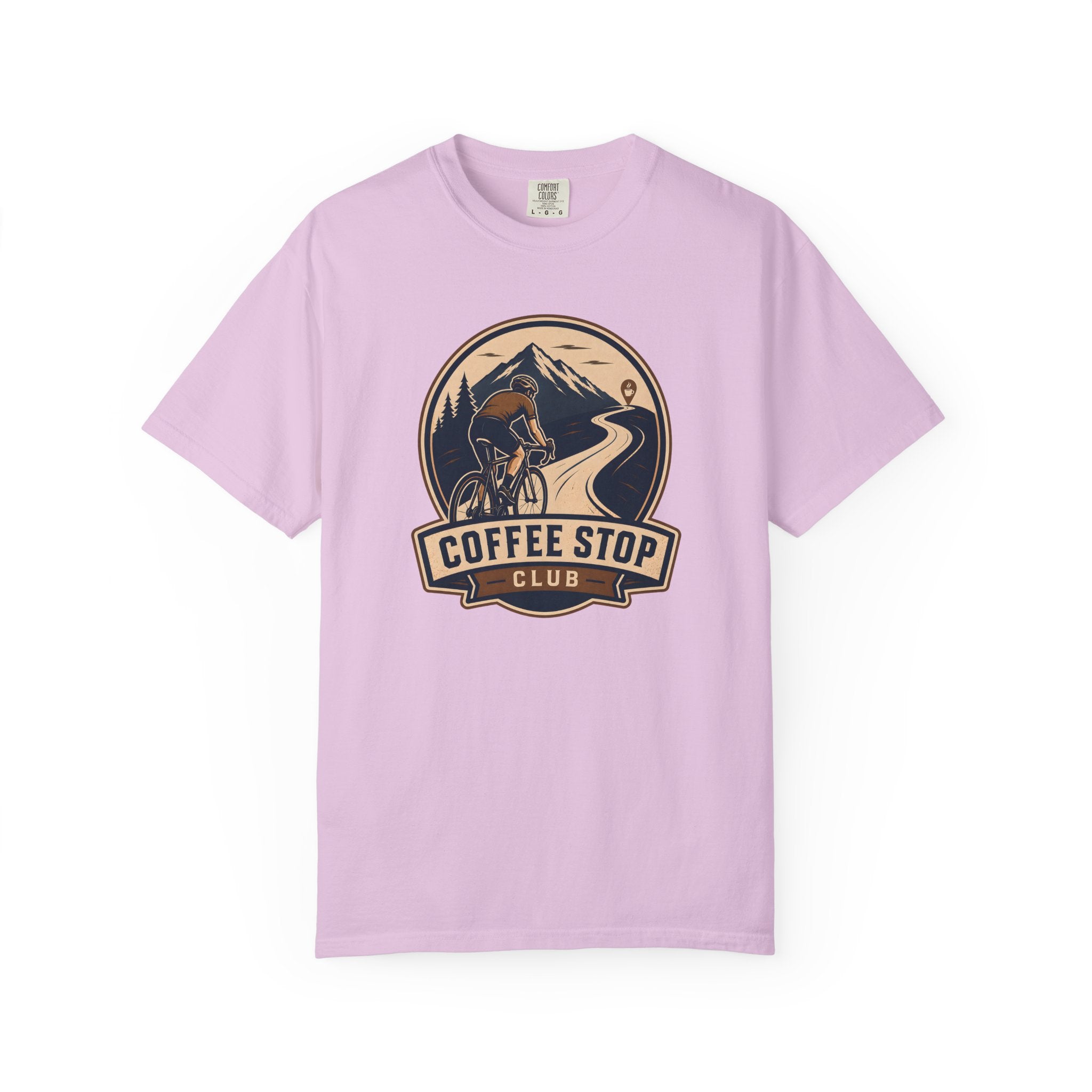 Cyclist Premium Coffee Stop Club Riders T-Shirt Comfort Colors Bicycle Ride to the Café Design Peloton Tee Shirt