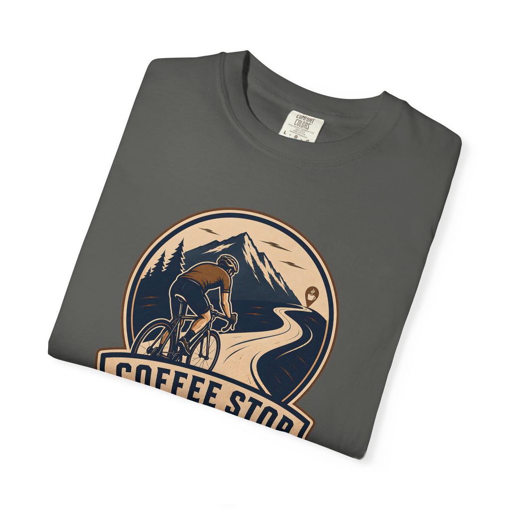 Cyclist Premium Coffee Stop Club Riders T-Shirt Comfort Colors Bicycle Ride to the Café Design Peloton Tee Shirt