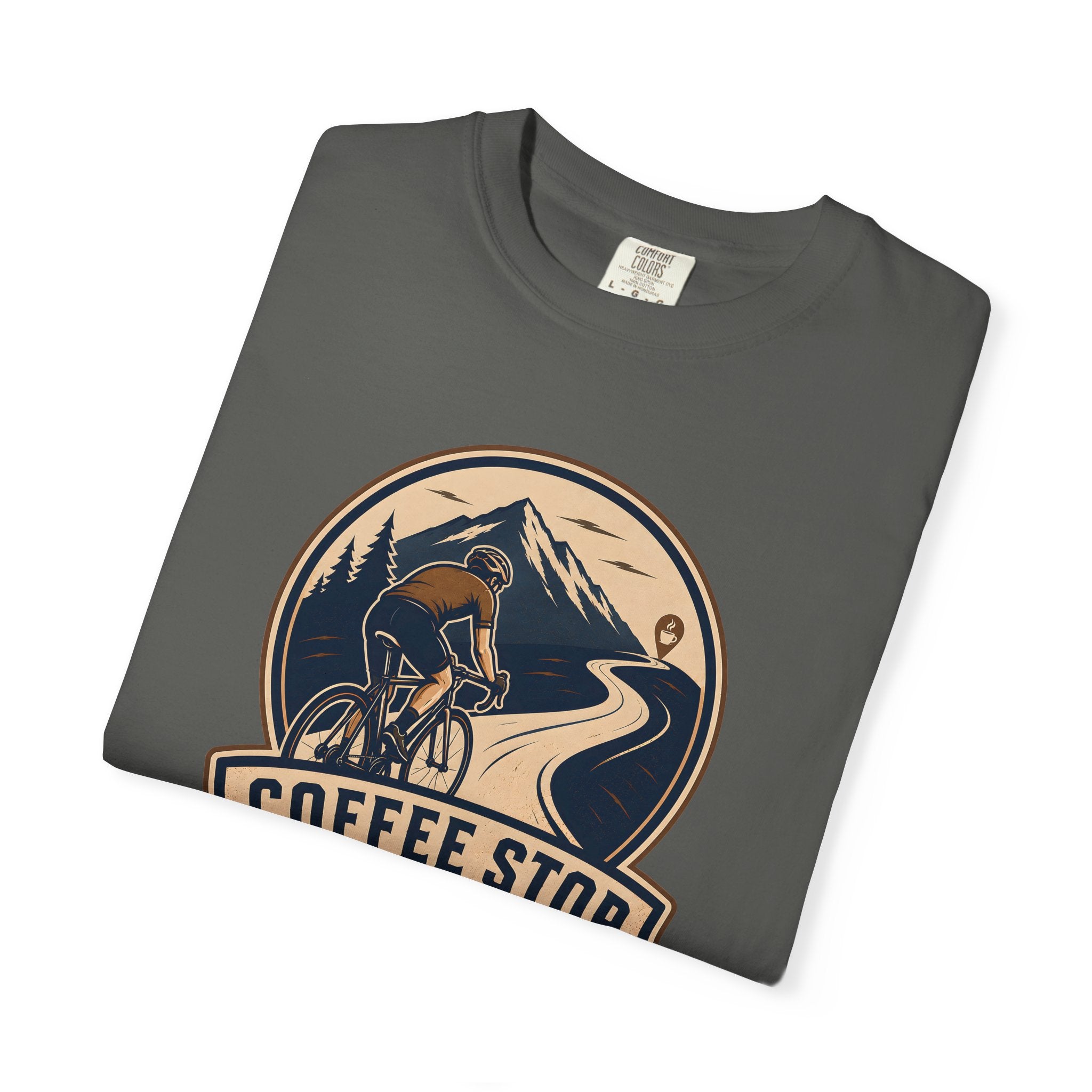 Cyclist Premium Coffee Stop Club Riders T-Shirt Comfort Colors Bicycle Ride to the Café Design Peloton Tee Shirt