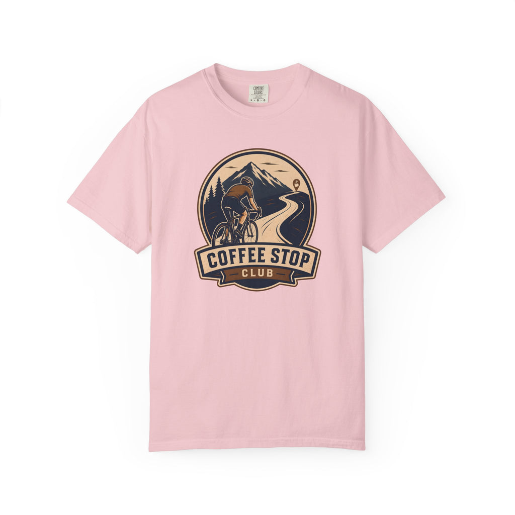Cyclist Premium Coffee Stop Club Riders T-Shirt Comfort Colors Bicycle Ride to the Café Design Peloton Tee Shirt