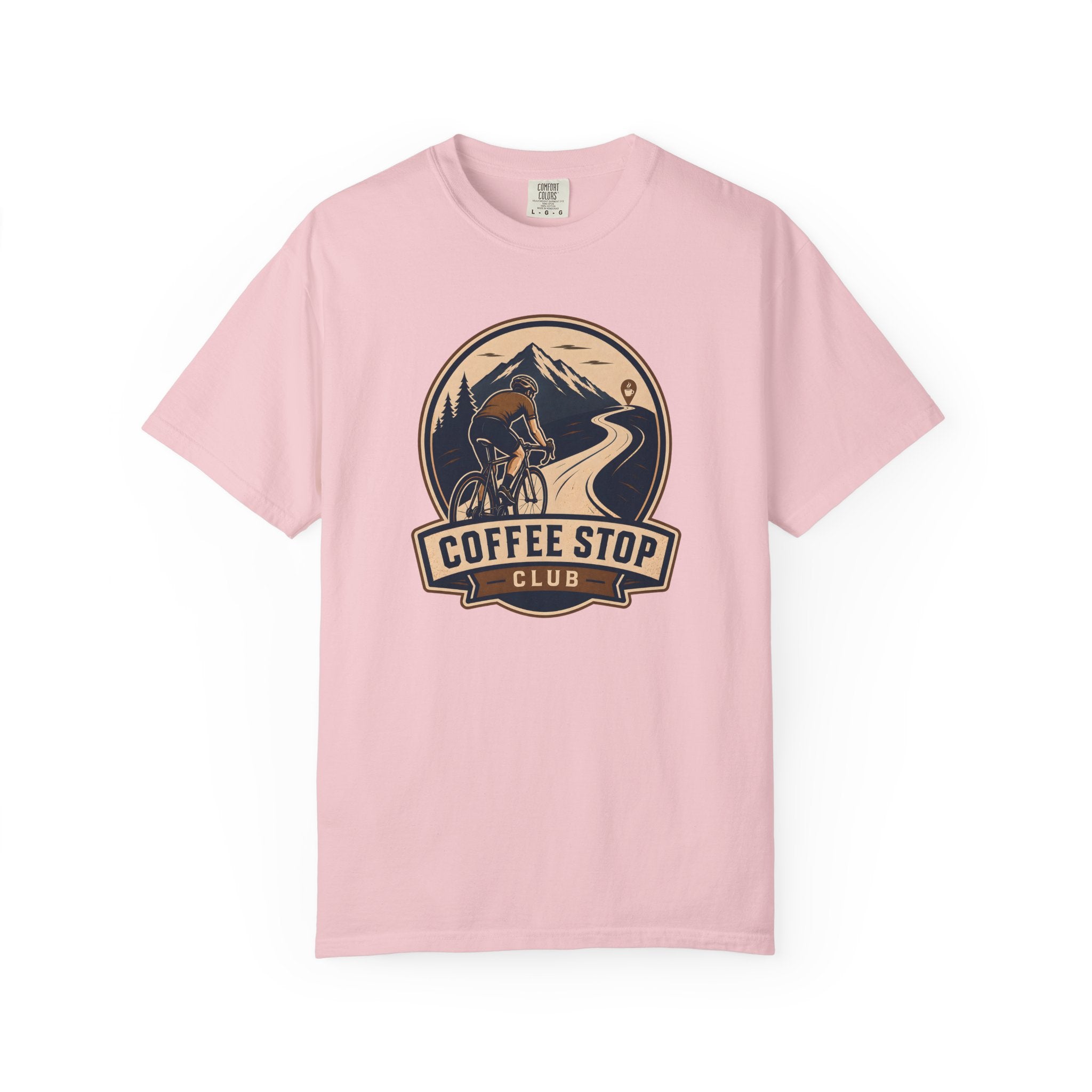 Cyclist Premium Coffee Stop Club Riders T-Shirt Comfort Colors Bicycle Ride to the Café Design Peloton Tee Shirt