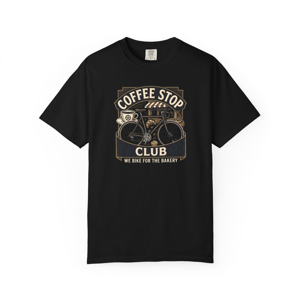 Cyclist Premium Coffee Stop Club Riders T-Shirt Comfort Colors Bicycle Ride to the Bakery Design Peloton Tee Shirt