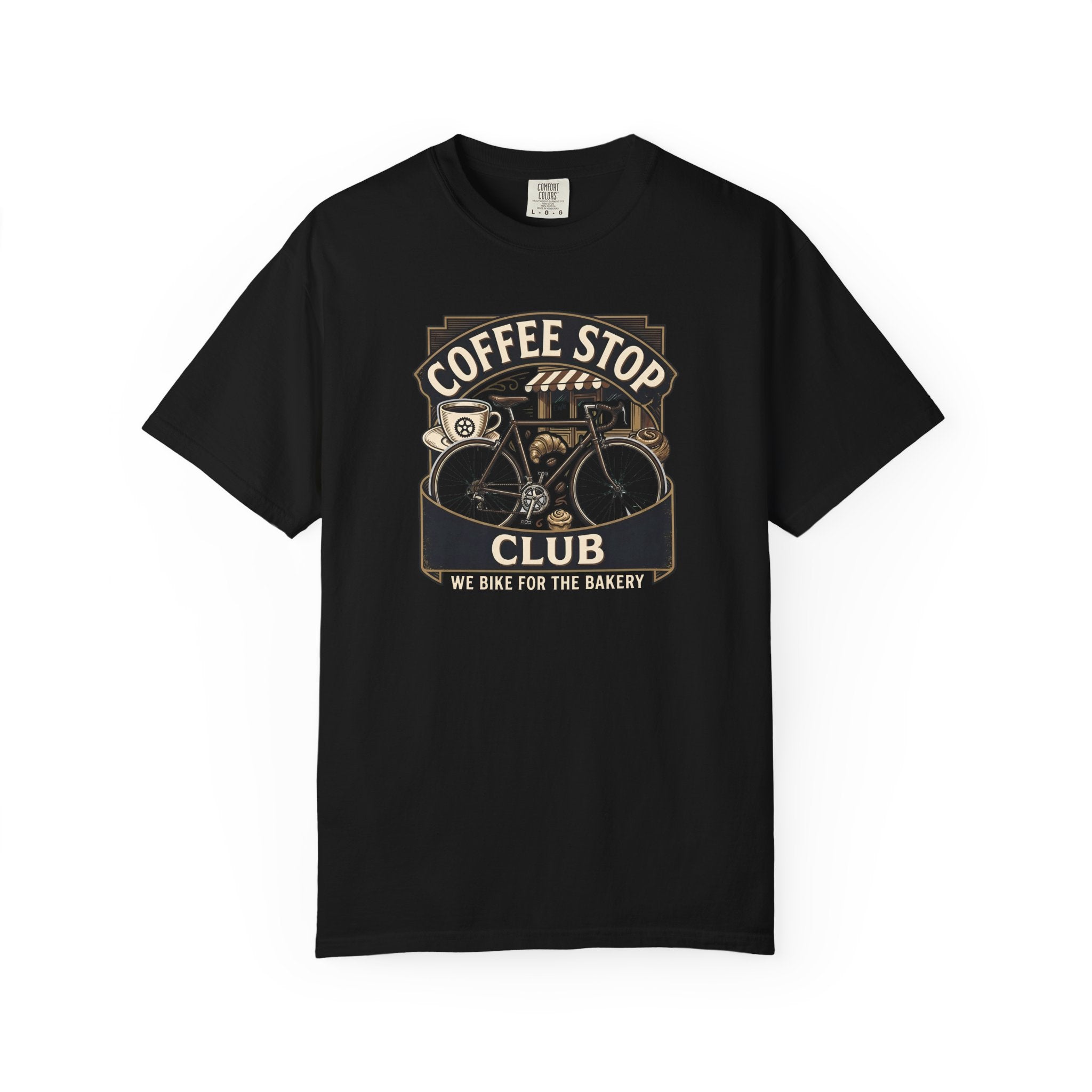 Cyclist Premium Coffee Stop Club Riders T-Shirt Comfort Colors Bicycle Ride to the Bakery Design Peloton Tee Shirt