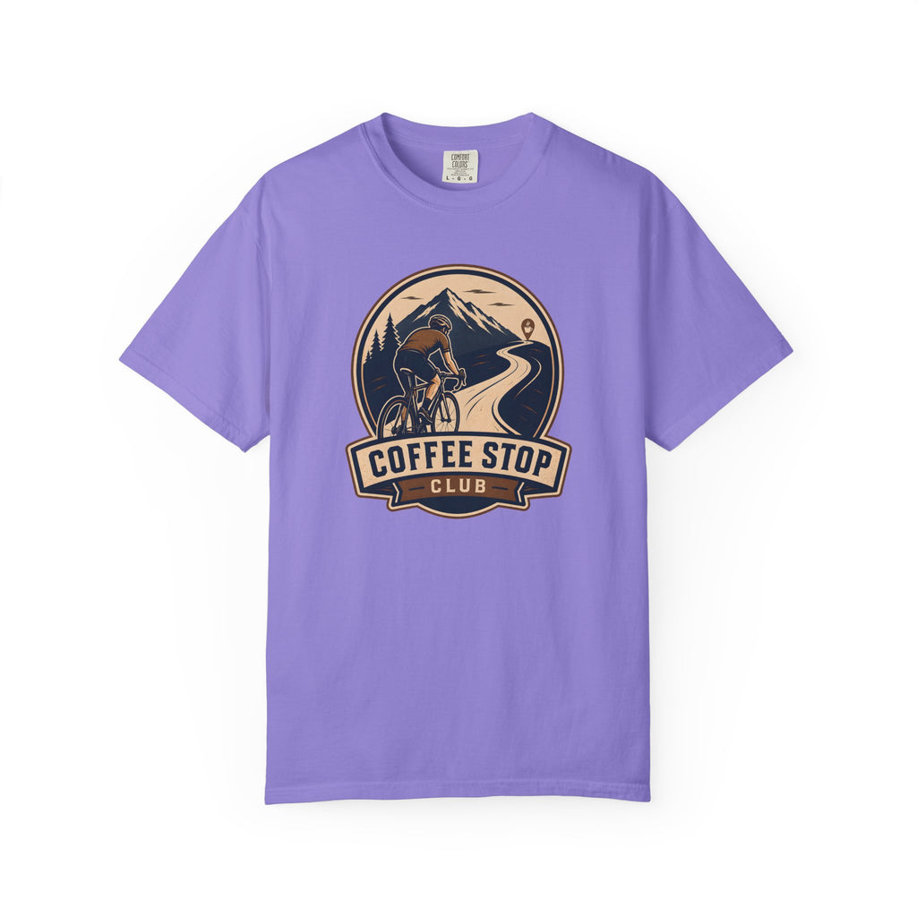 Cyclist Premium Coffee Stop Club Riders T-Shirt Comfort Colors Bicycle Ride to the Café Design Peloton Tee Shirt