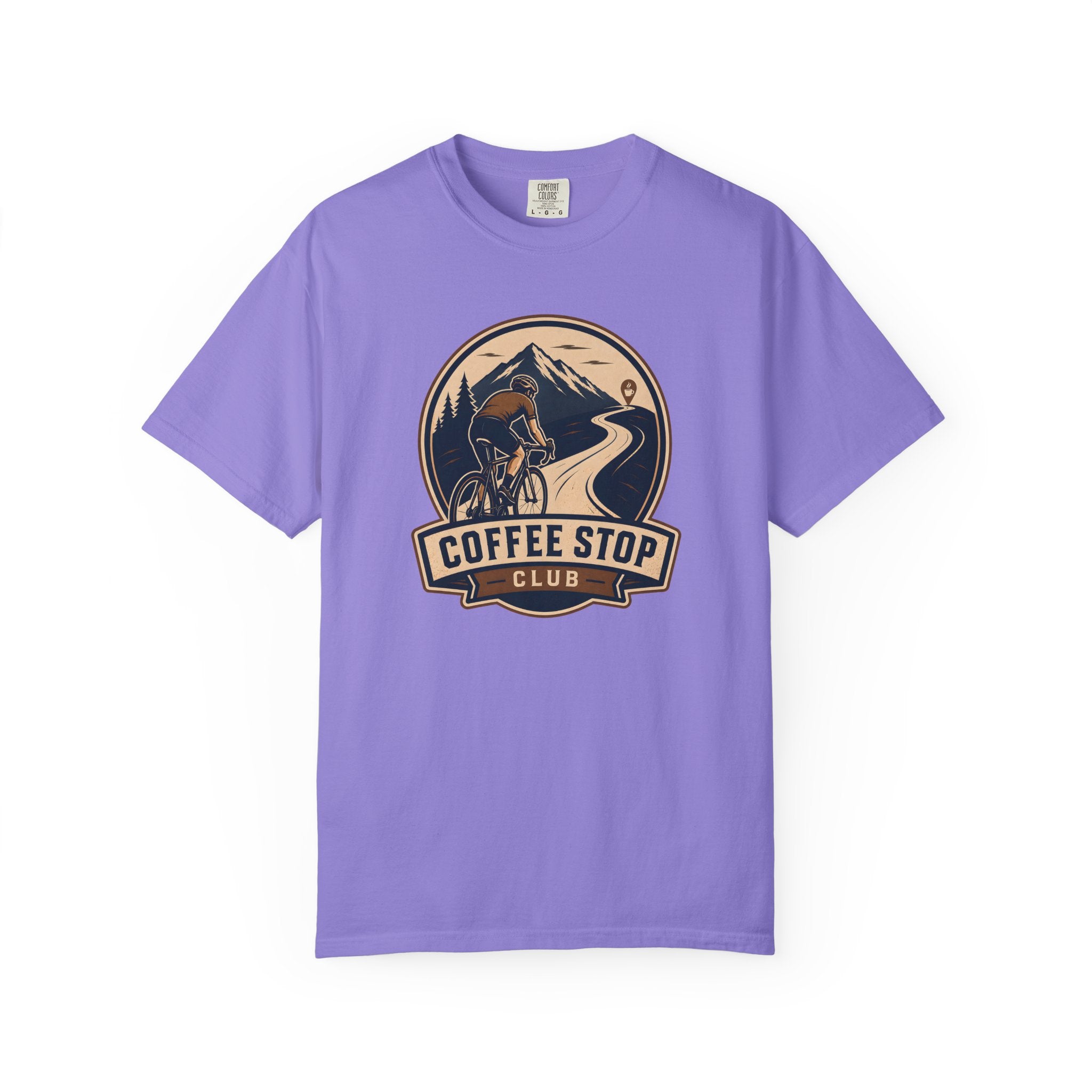 Cyclist Premium Coffee Stop Club Riders T-Shirt Comfort Colors Bicycle Ride to the Café Design Peloton Tee Shirt