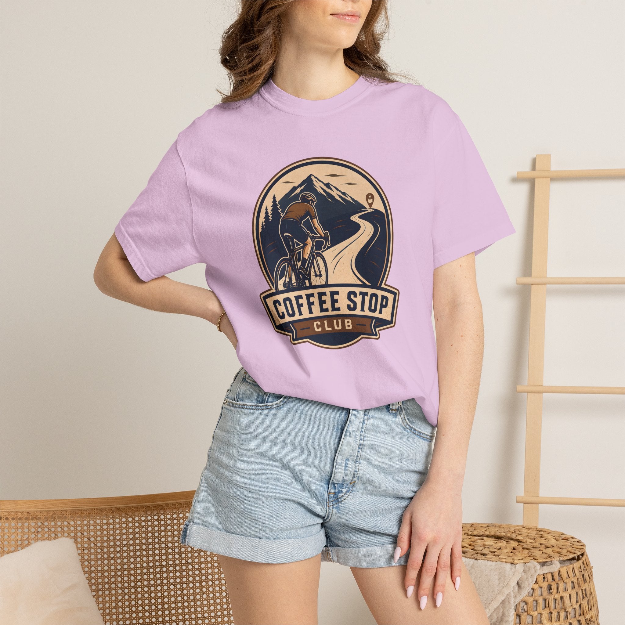 Cyclist Premium Coffee Stop Club Riders T-Shirt Comfort Colors Bicycle Ride to the Café Design Peloton Tee Shirt