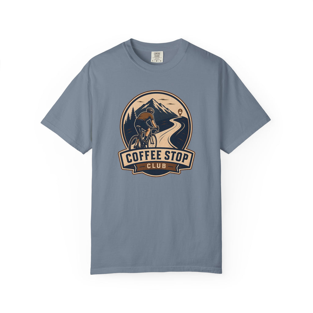 Cyclist Premium Coffee Stop Club Riders T-Shirt Comfort Colors Bicycle Ride to the Café Design Peloton Tee Shirt
