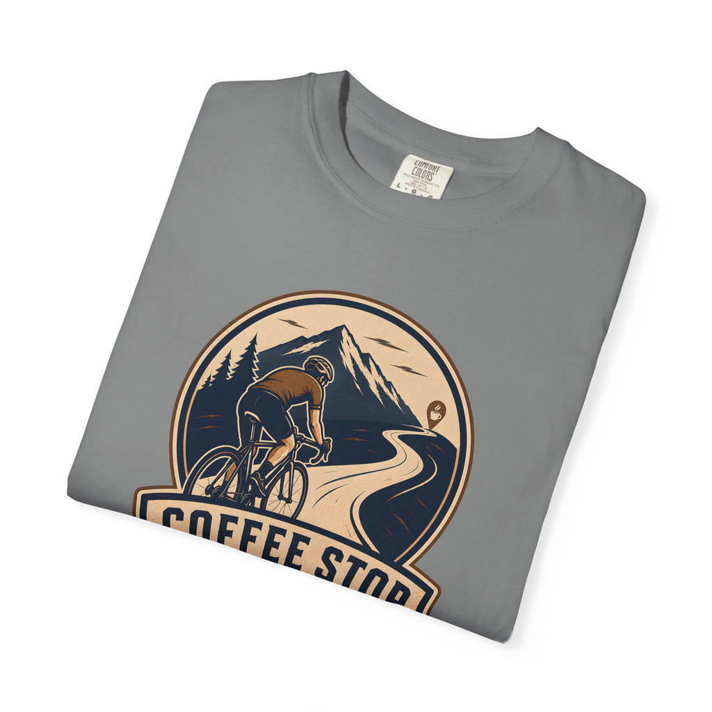 Cyclist Premium Coffee Stop Club Riders T-Shirt Comfort Colors Bicycle Ride to the Café Design Peloton Tee Shirt