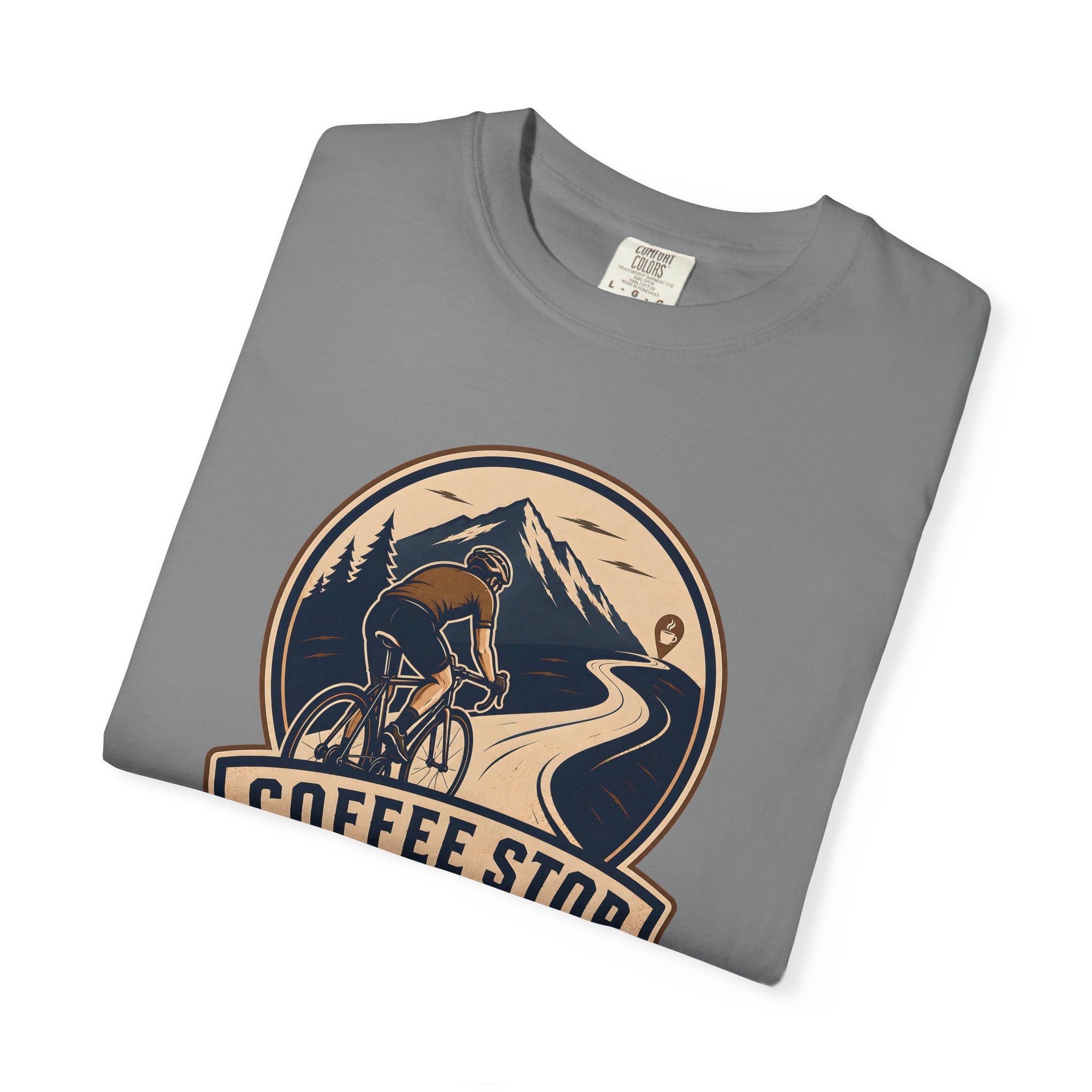 Cyclist Premium Coffee Stop Club Riders T-Shirt Comfort Colors Bicycle Ride to the Café Design Peloton Tee Shirt