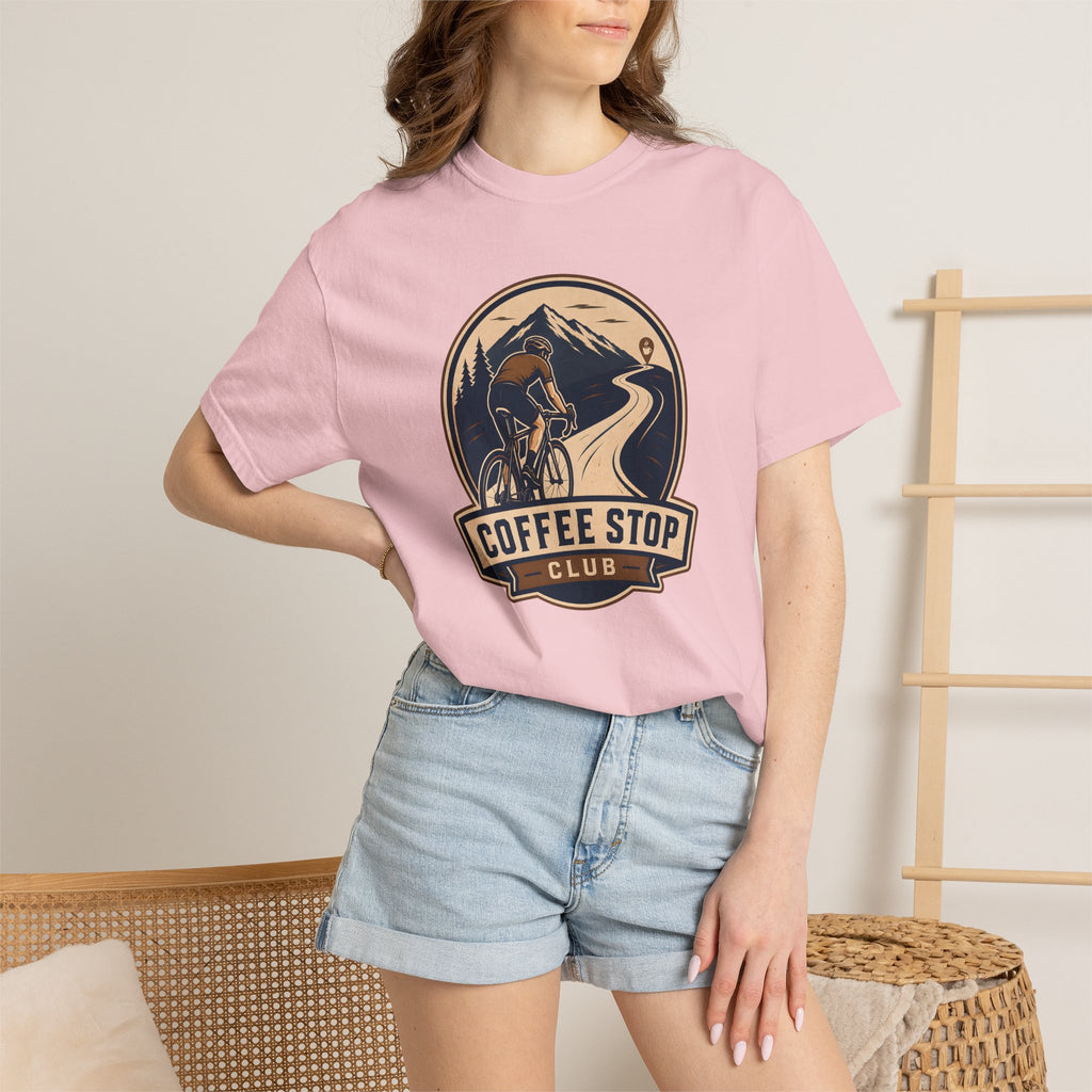 Cyclist Premium Coffee Stop Club Riders T-Shirt Comfort Colors Bicycle Ride to the Café Design Peloton Tee Shirt