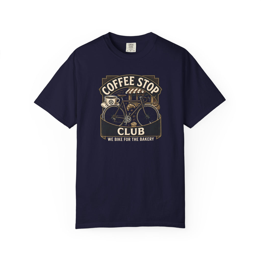 Cyclist Premium Coffee Stop Club Riders T-Shirt Comfort Colors Bicycle Ride to the Bakery Design Peloton Tee Shirt