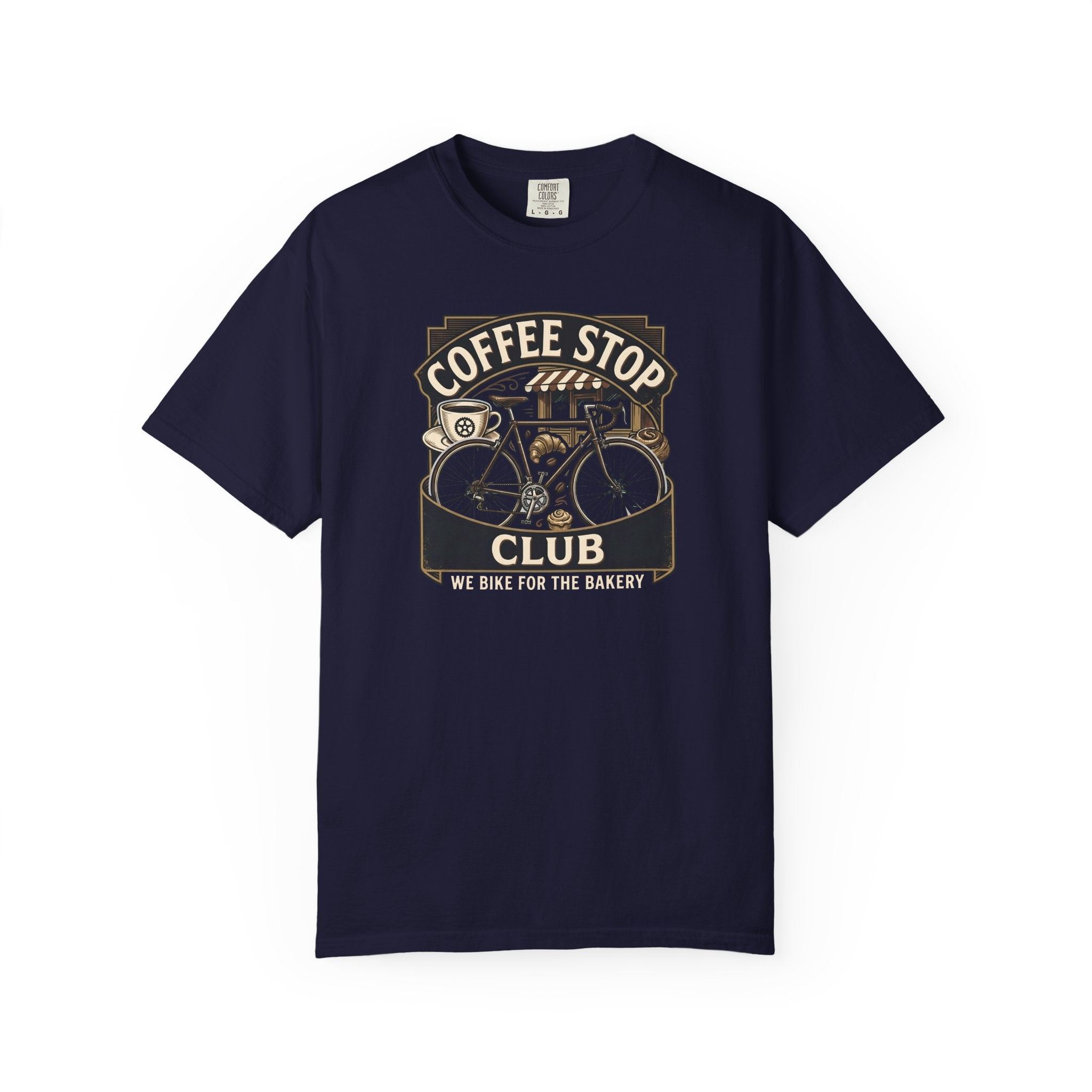 Cyclist Premium Coffee Stop Club Riders T-Shirt Comfort Colors Bicycle Ride to the Bakery Design Peloton Tee Shirt