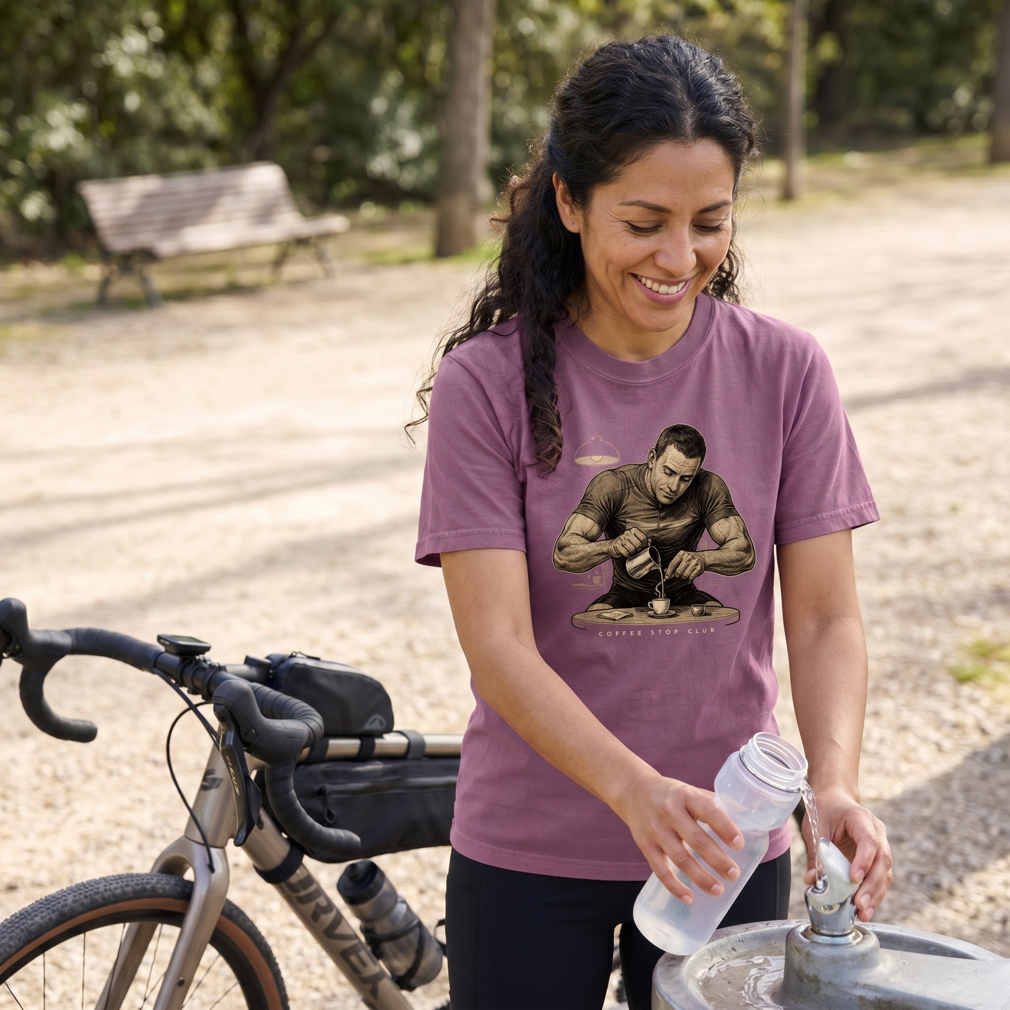 Espresso Stop Cycling T-Shirt — Berry lifestyle