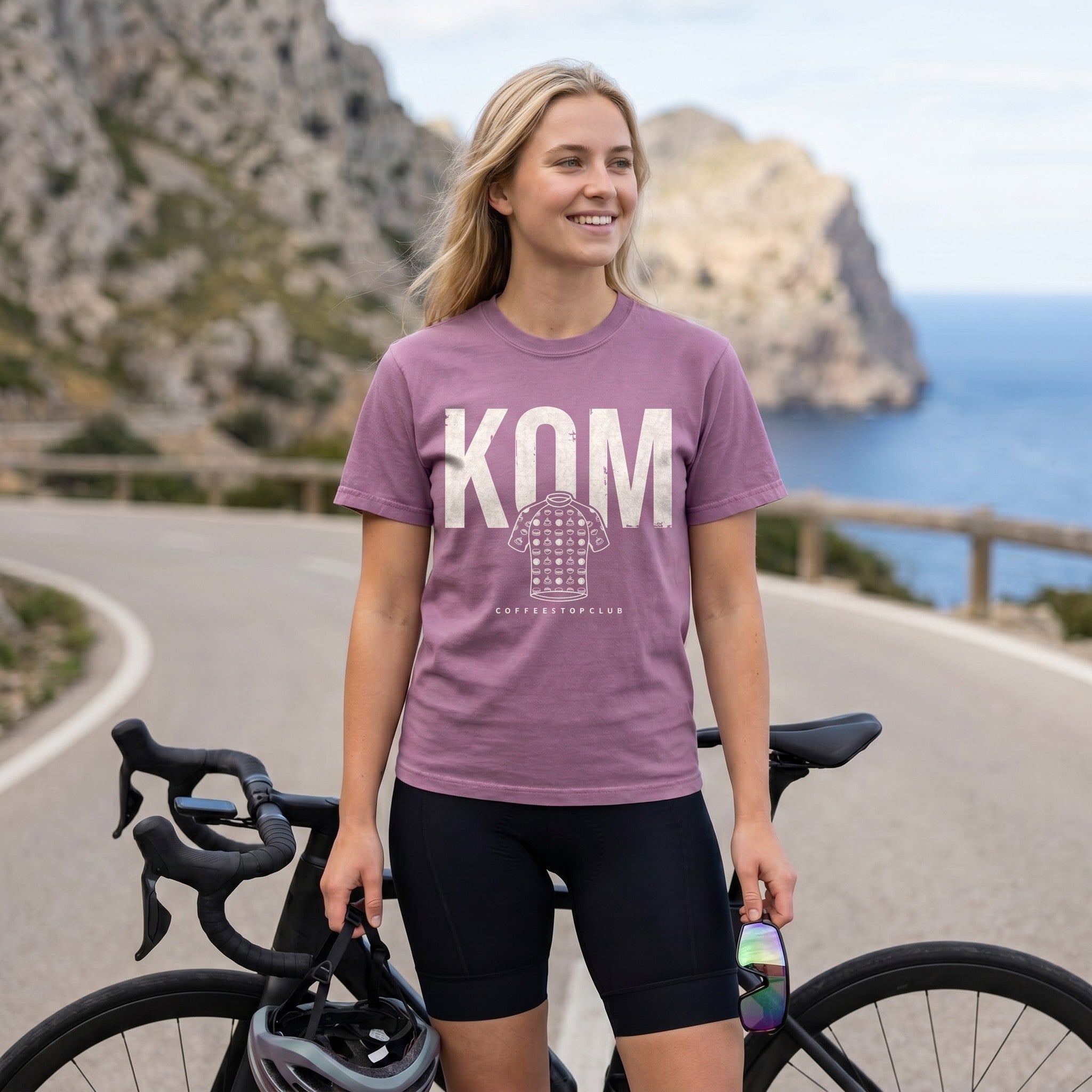 KOM Cake Stop Cycling T-Shirt — Berry lifestyle