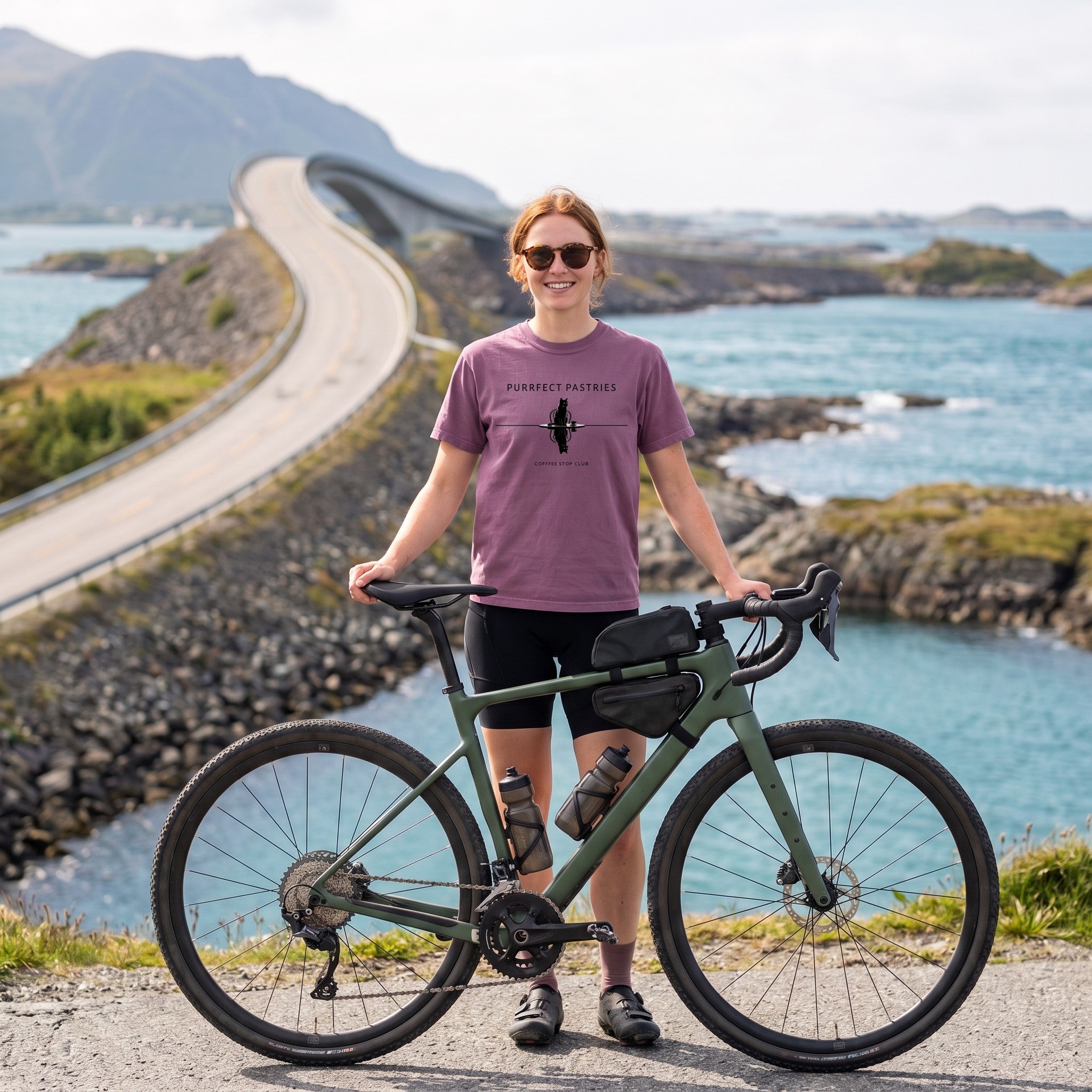Cat Reflection Cycling T-Shirt — Berry lifestyle