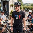 1km to the Croissants TdF Cycling T-Shirt — Black lifestyle