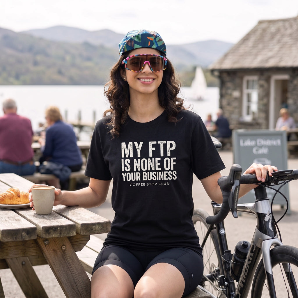 My FTP Is None Of Your Business Cycling T-Shirt — Black lifestyle