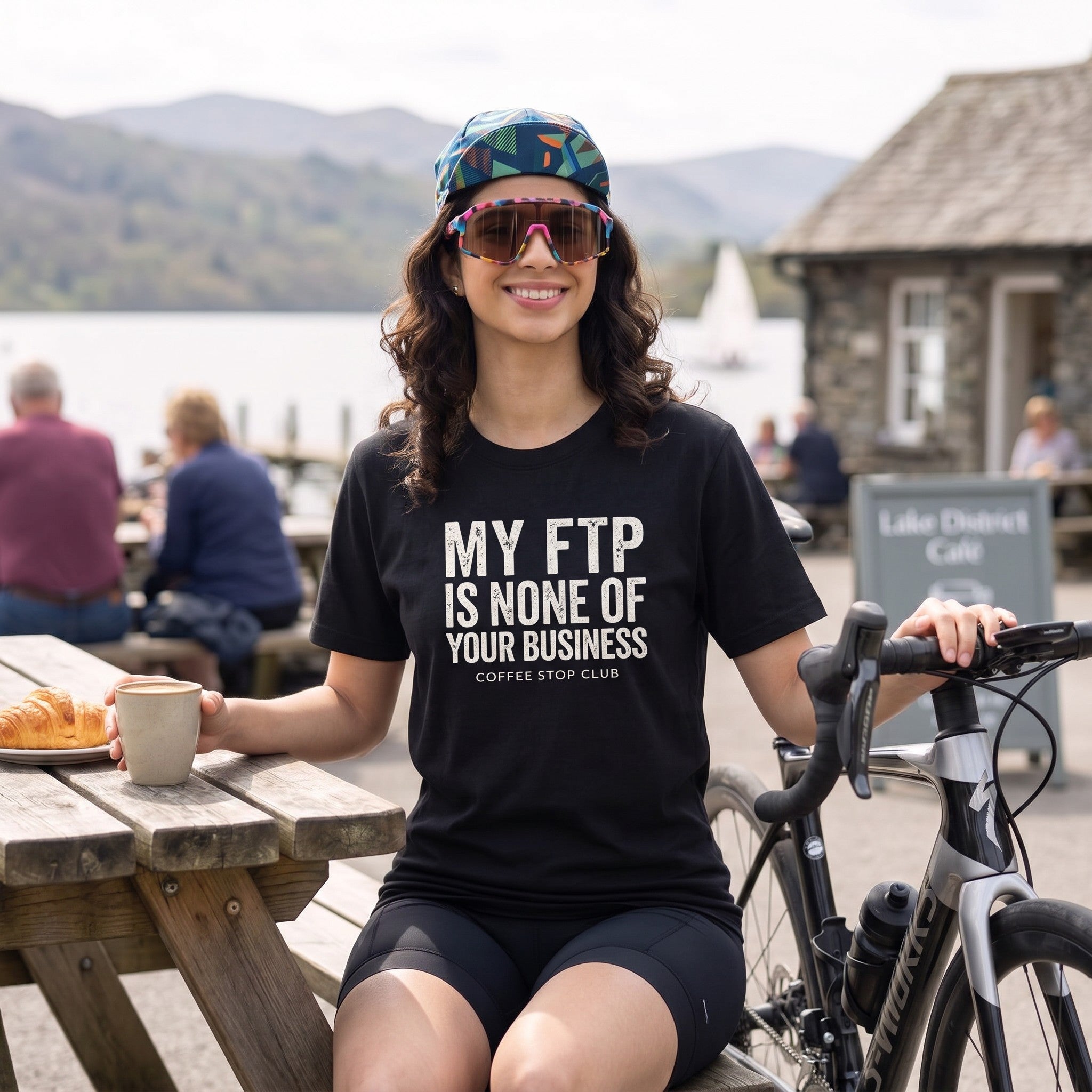 My FTP Is None Of Your Business Cycling T-Shirt — Black lifestyle