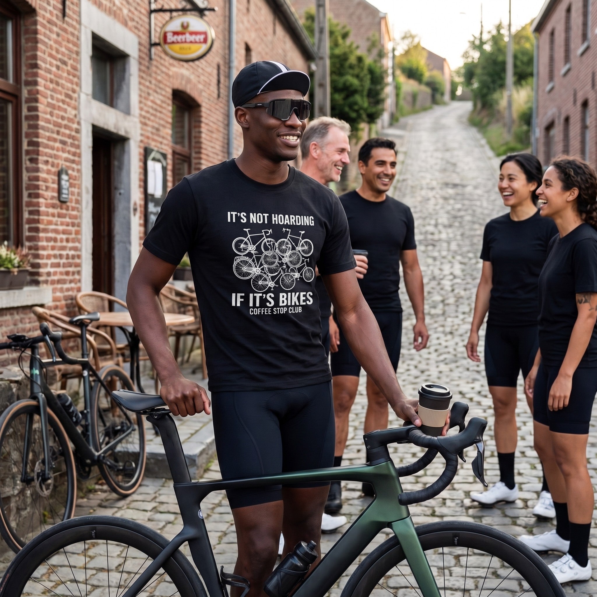 It's Not Hoarding If It's Bikes T-Shirt — Black lifestyle