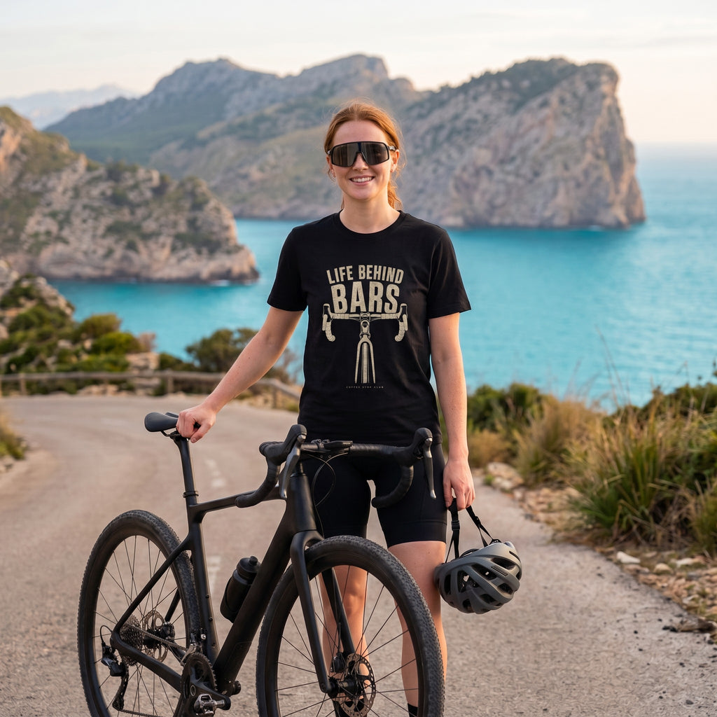 "Life Behind Bars" Cycling T-Shirt — Black lifestyle