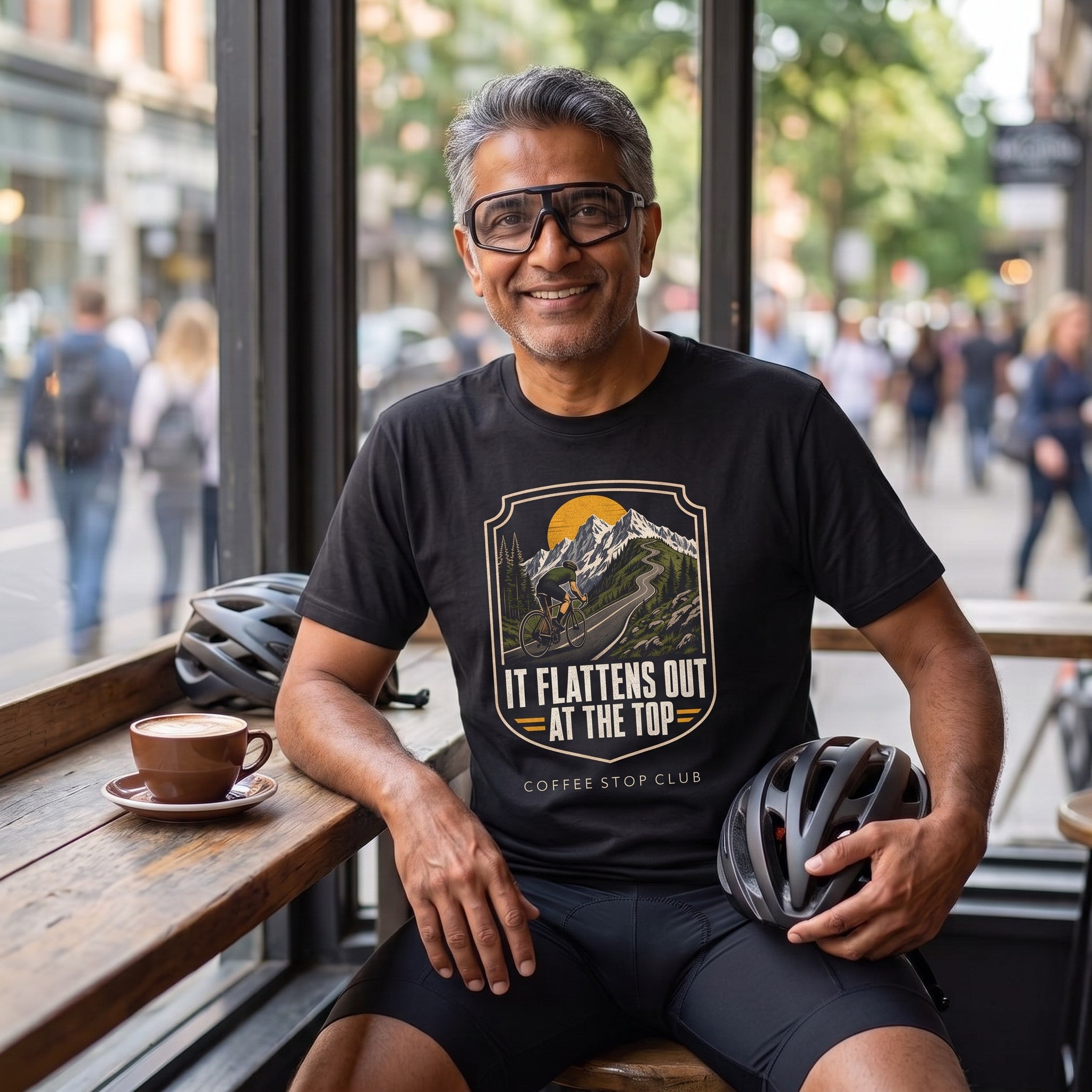 It Flattens Out Cycling T-Shirt — Black lifestyle